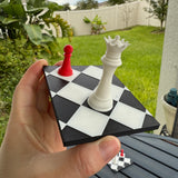 Mini Chessboard with Queen and Pawn | Bookshelf Decor