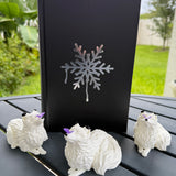 White Fox with Purple Butterfly | Bookshelf decor