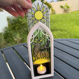 Gothic Window Tealight Book Nook | Stag and Hawk | Bookshelf Decor