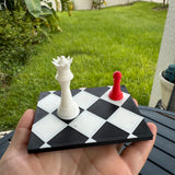 Mini Chessboard with Queen and Pawn | Bookshelf Decor