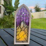 Gothic Window Tealight Book Nook | Mountain Sky | Bookshelf Decor