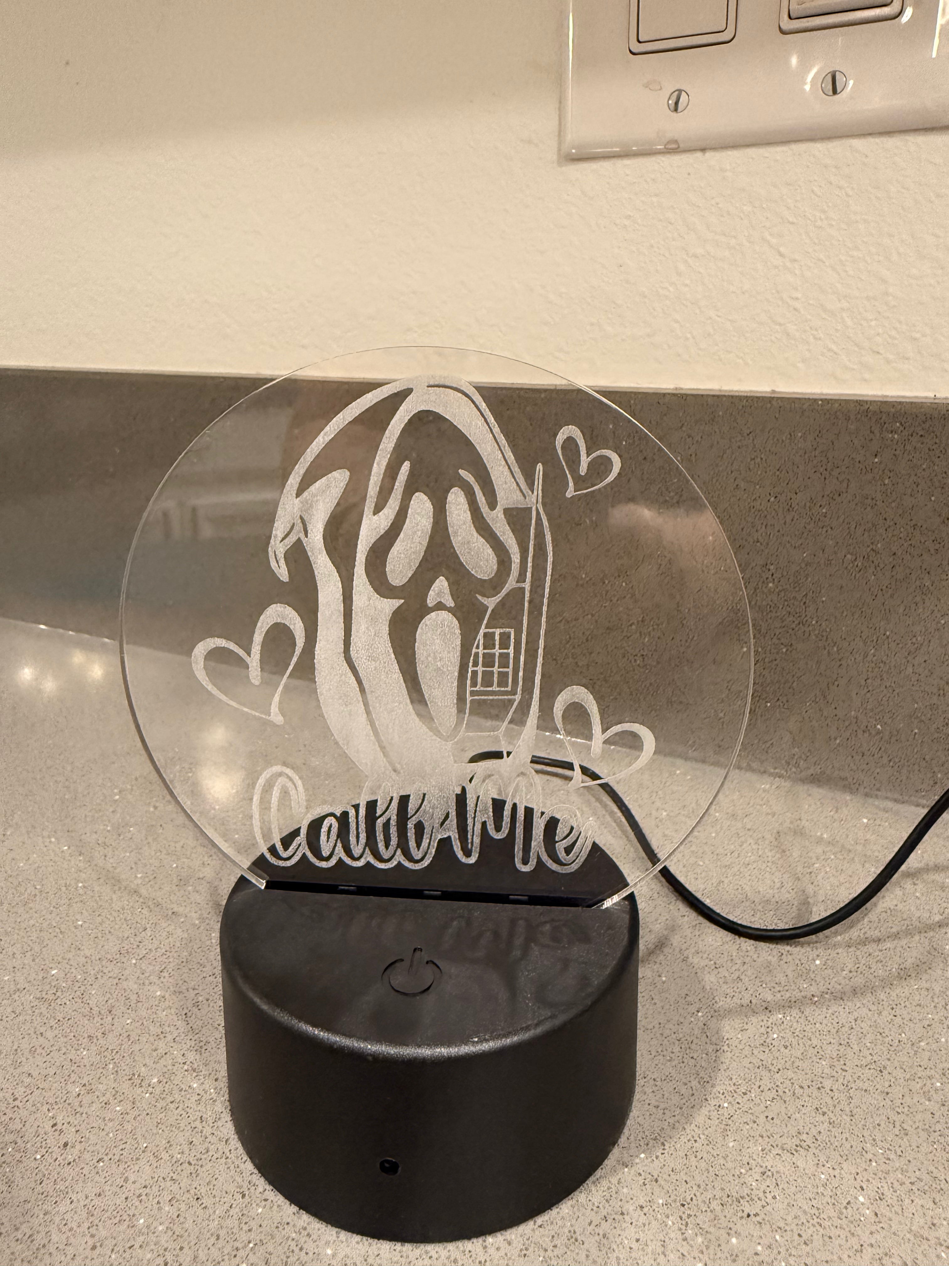 Call me Ghost - Light Up Laser Engraved Acrylic Decor-Create Fantasy Crafts