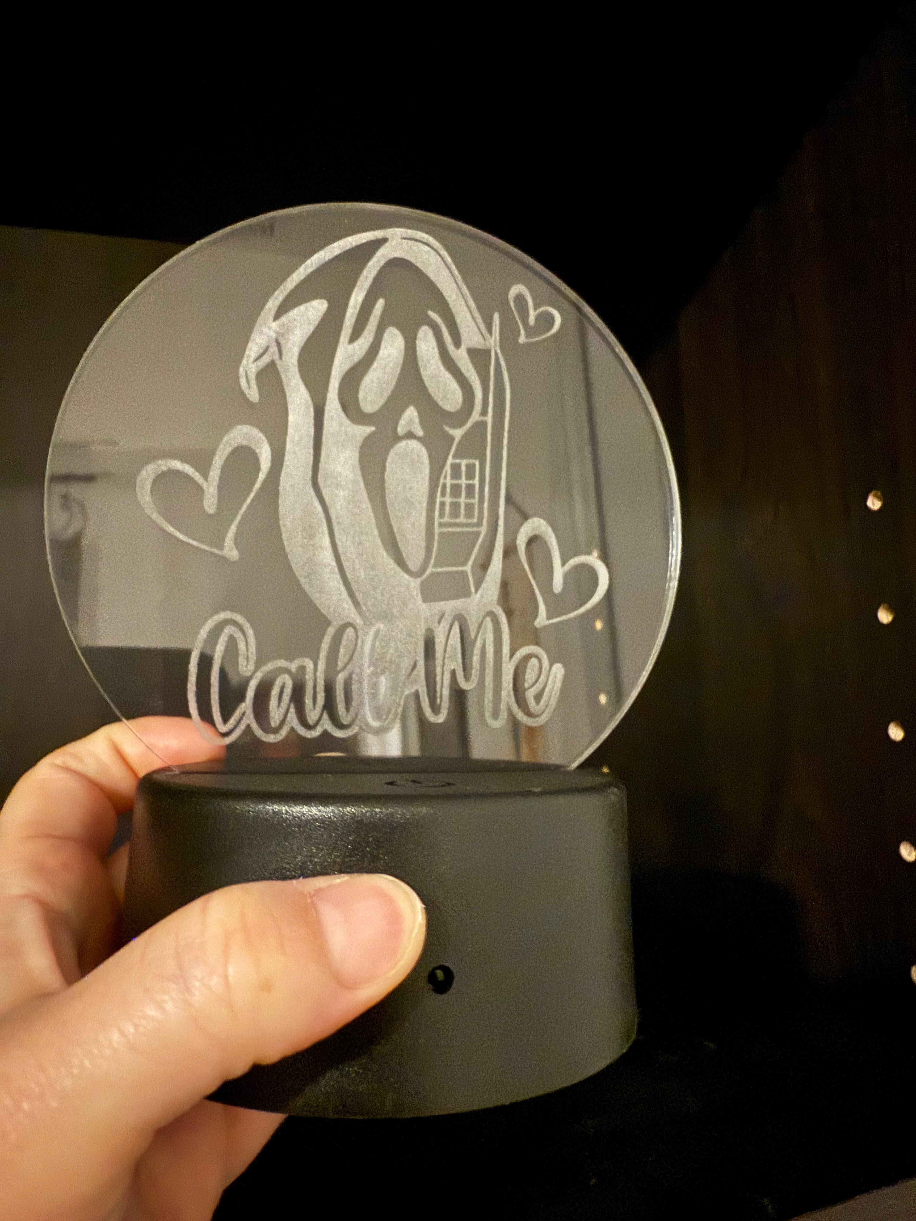 Call me Ghost - Light Up Laser Engraved Acrylic Decor-Create Fantasy Crafts
