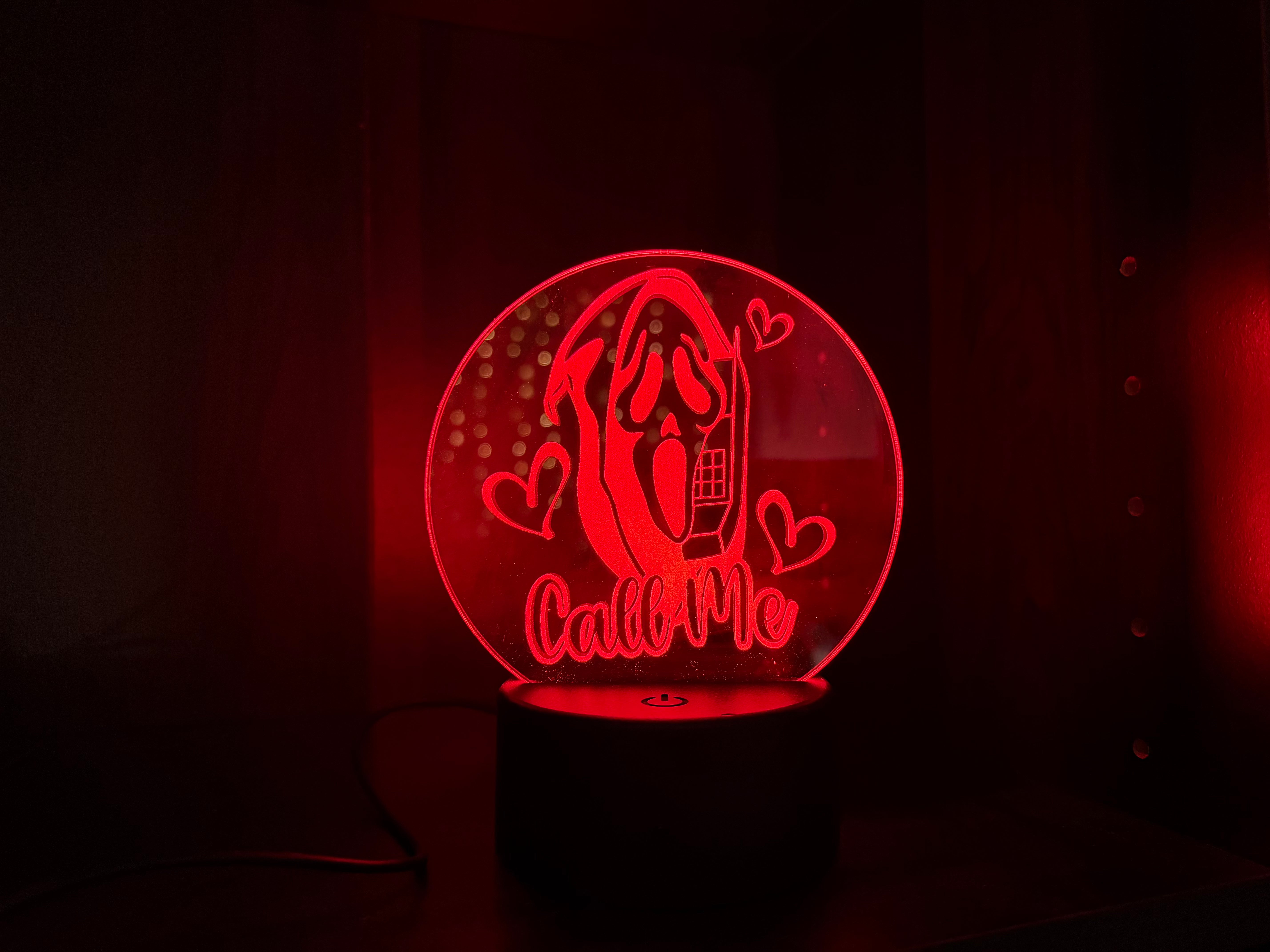 Call me Ghost - Light Up Laser Engraved Acrylic Decor-Create Fantasy Crafts