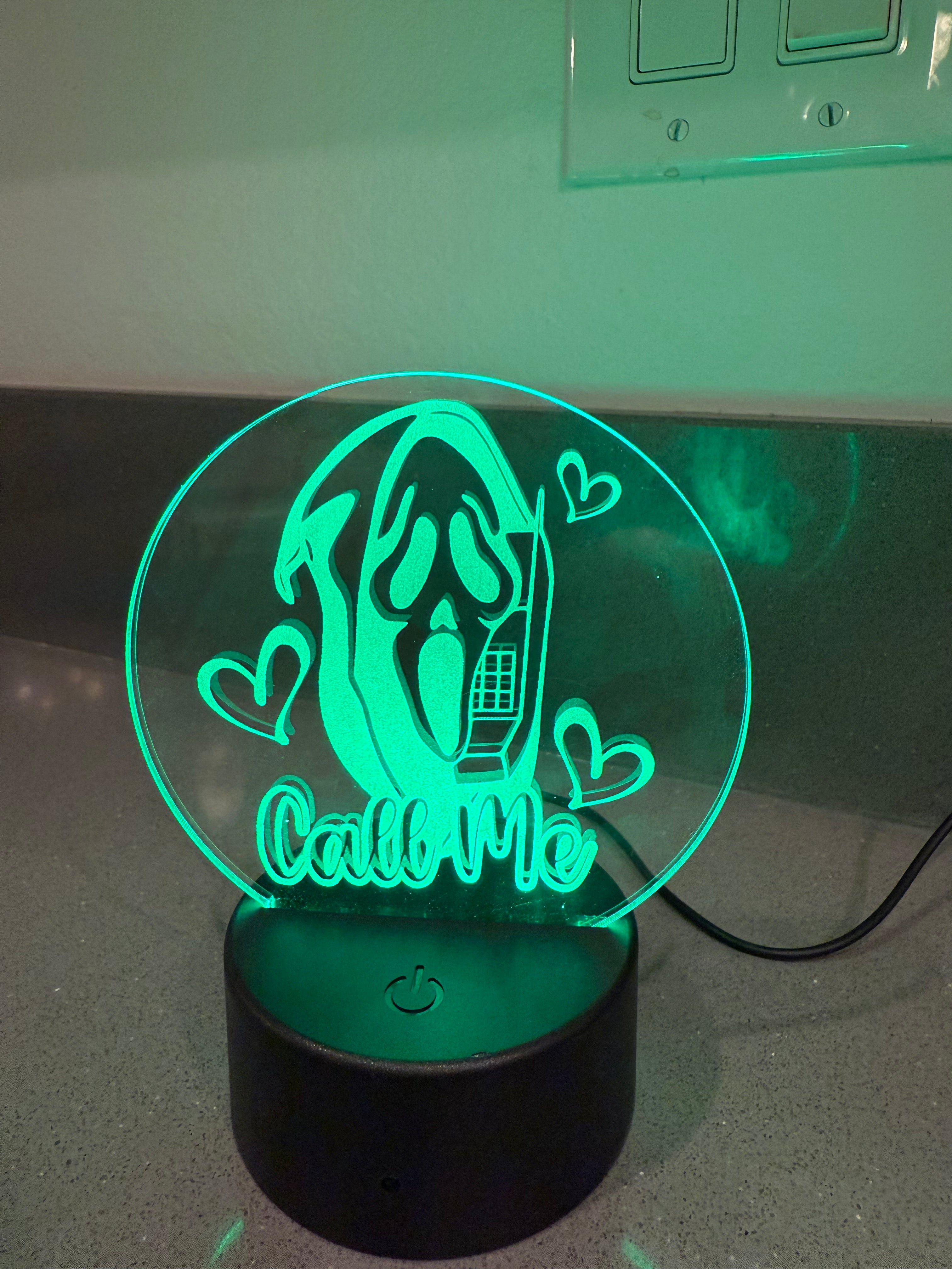 Call me Ghost - Light Up Laser Engraved Acrylic Decor-Create Fantasy Crafts