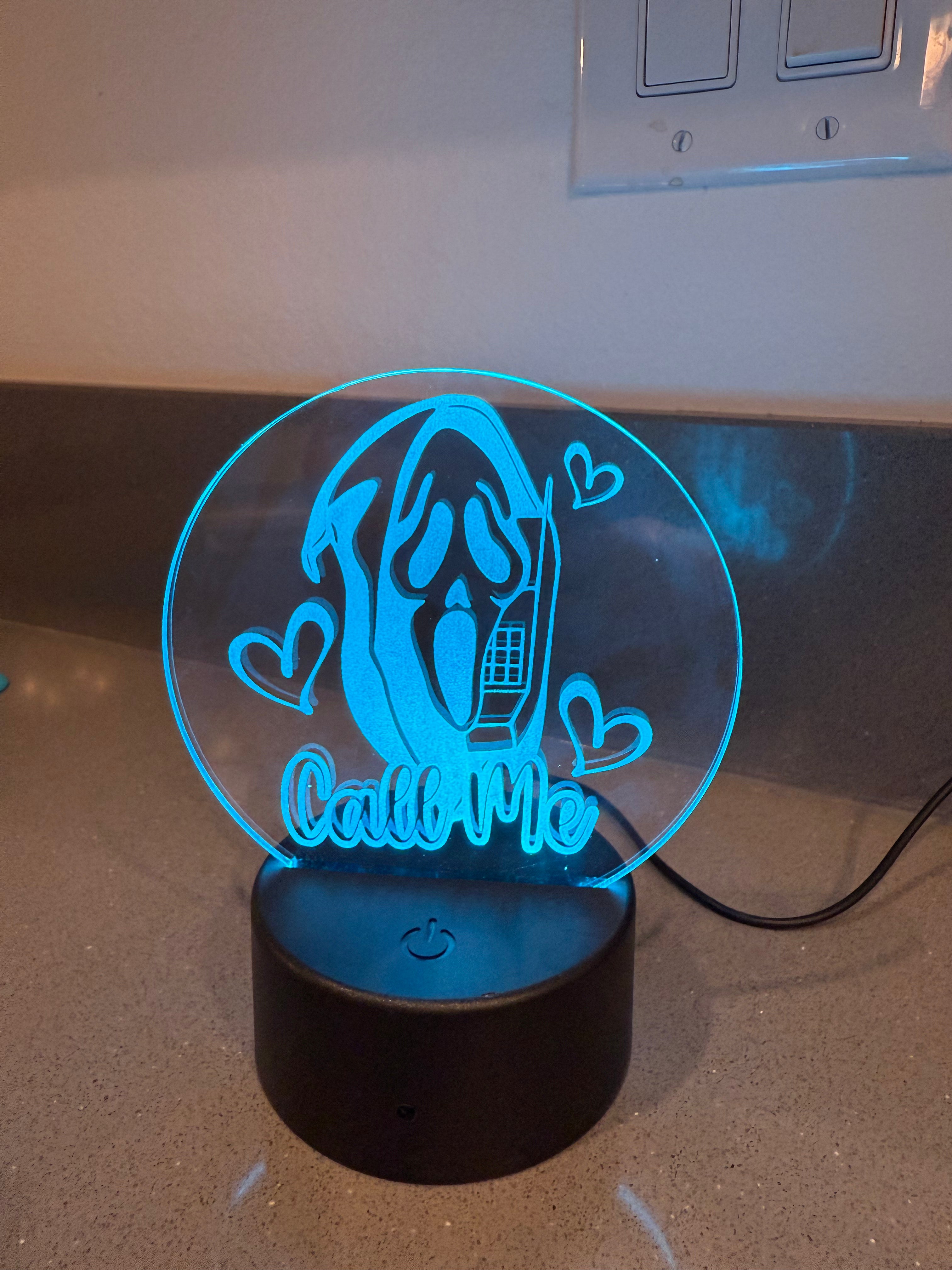 Call me Ghost - Light Up Laser Engraved Acrylic Decor-Create Fantasy Crafts