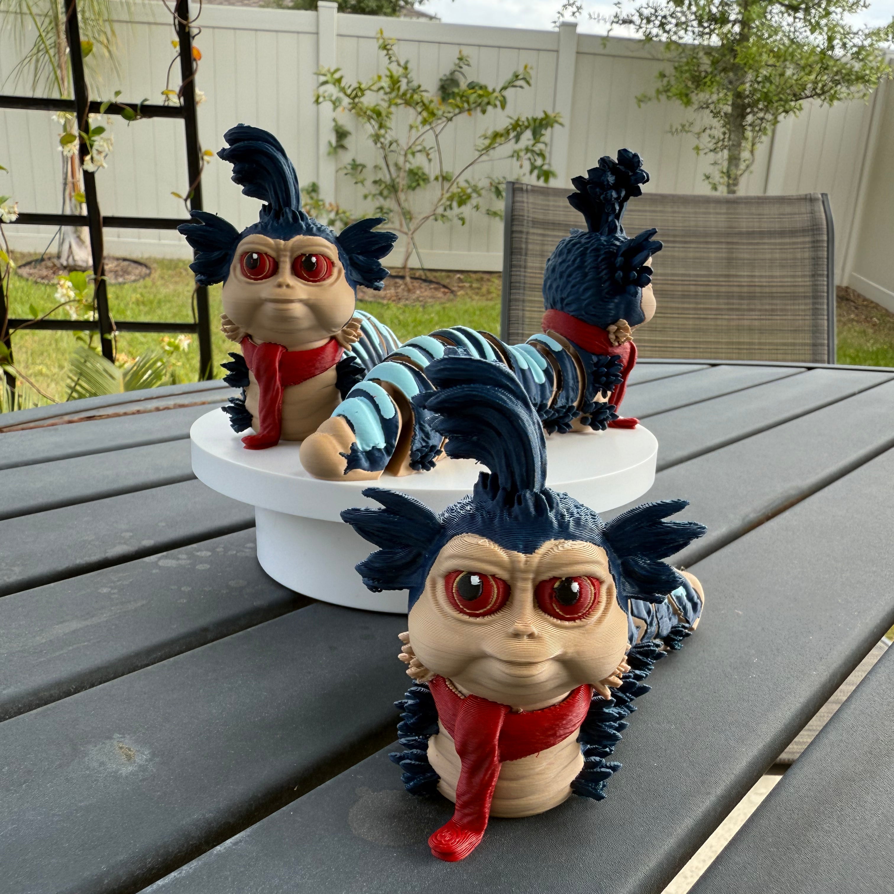 Ello Worm - 3D Print - Articulating - Decor-Create Fantasy Crafts