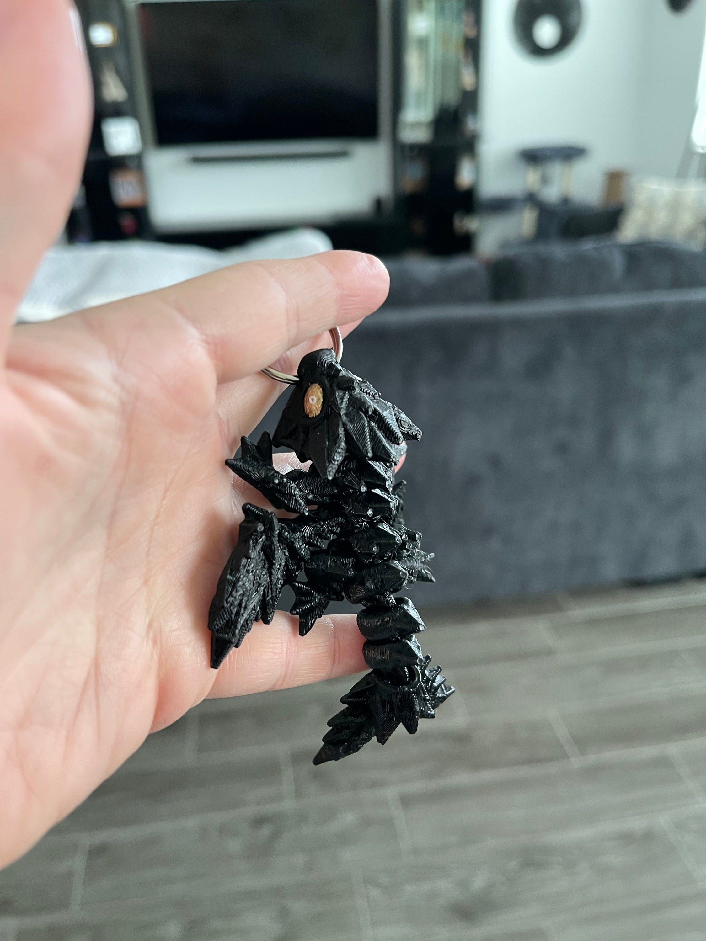 Black or Blue Dragon Keychain Articulating 3D Print-Create Fantasy Crafts