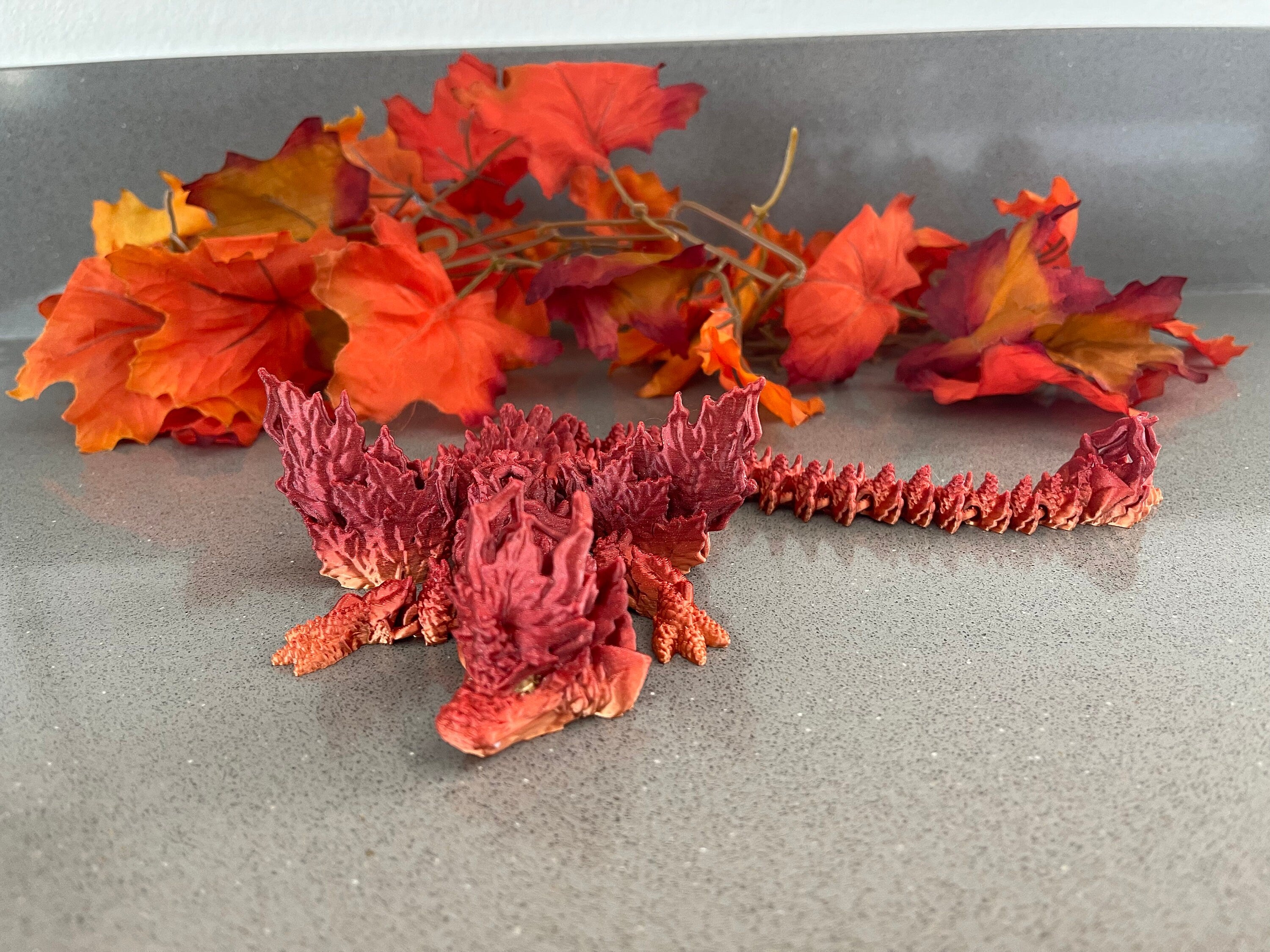 Autumn Dragon Articulating 3D Print Dragon Fall Dragon-Create Fantasy Crafts