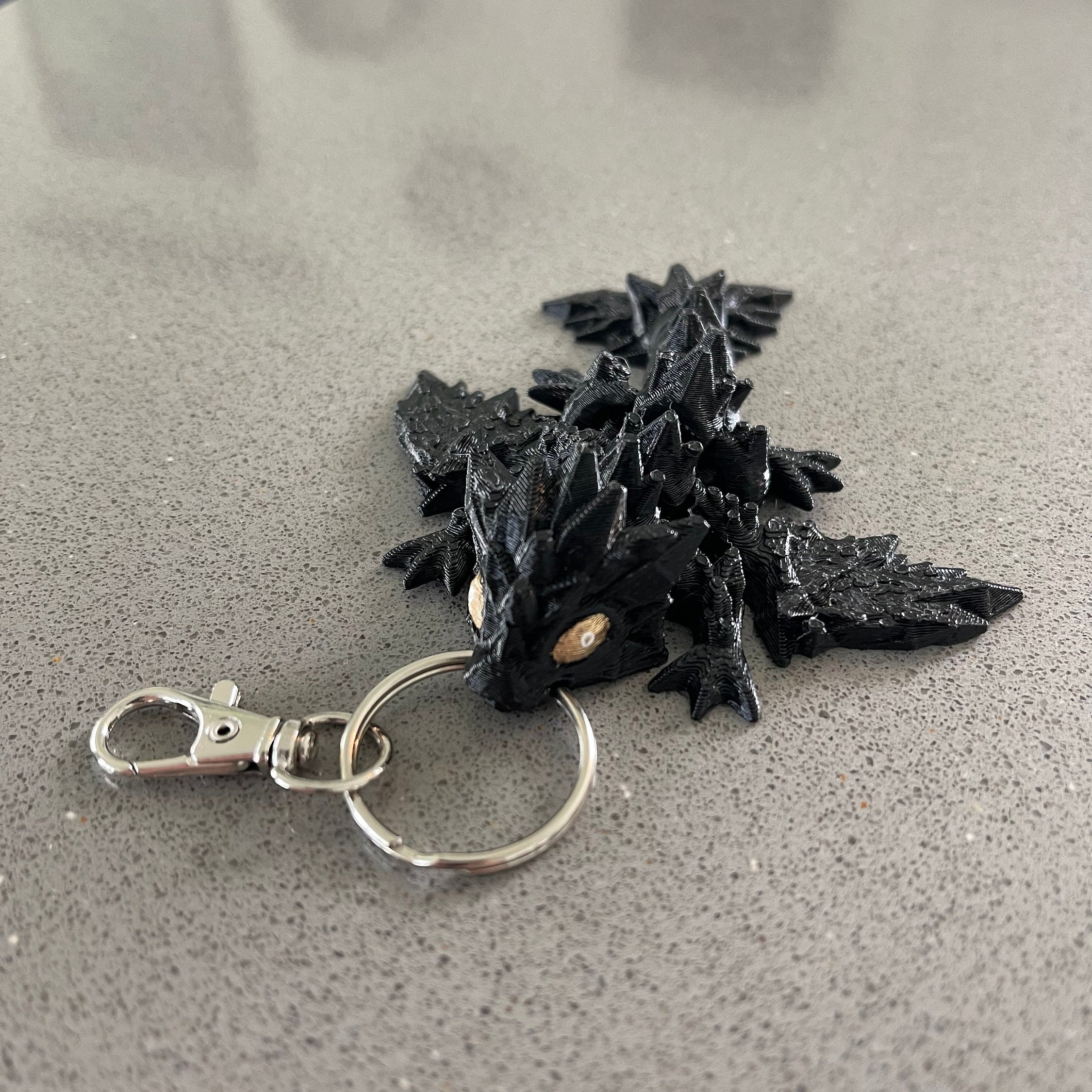 Black or Blue Dragon Keychain Articulating 3D Print-Create Fantasy Crafts