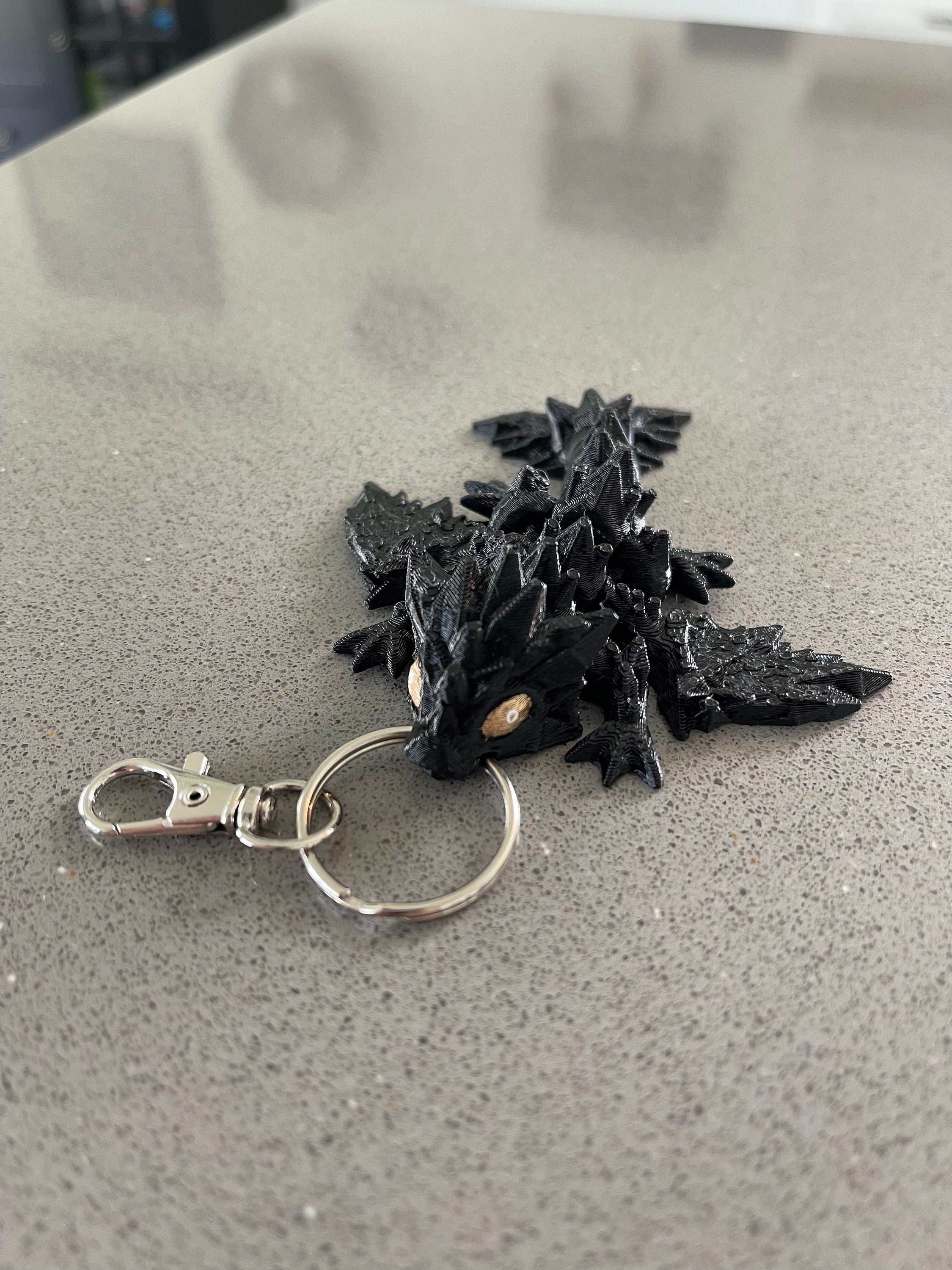 Black or Blue Dragon Keychain Articulating 3D Print-Create Fantasy Crafts