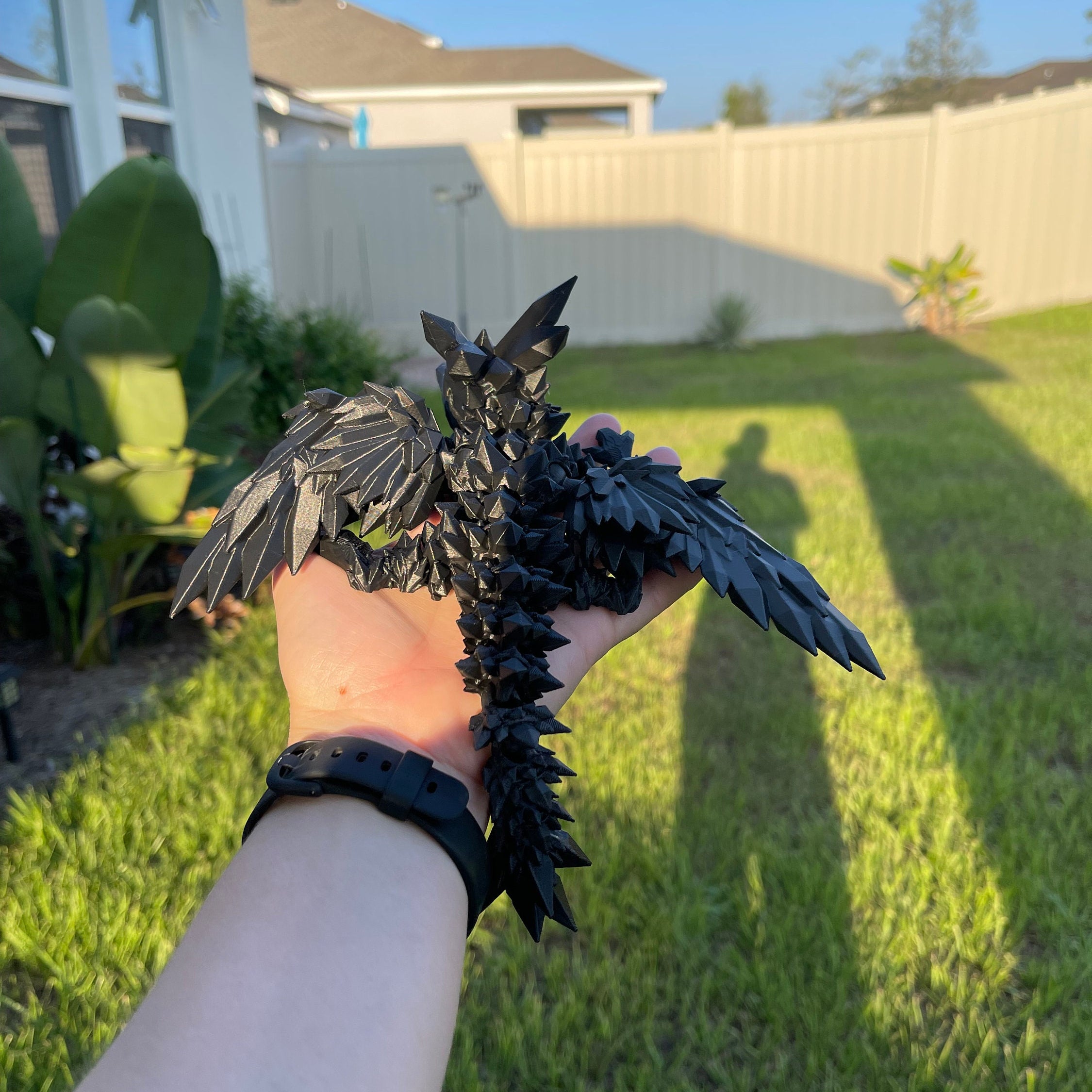 3D Print Black Articulating Dragon Black Dragon Gift Bookself Decor-Create Fantasy Crafts