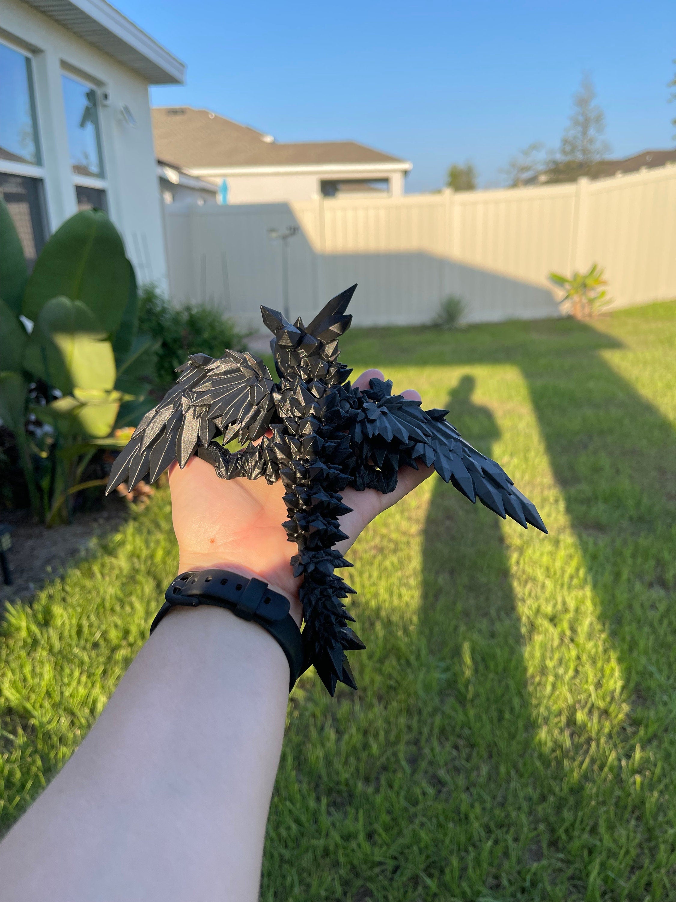3D Print Black Articulating Dragon Black Dragon Gift Bookself Decor-Create Fantasy Crafts