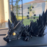 3D Print Black Articulating Dragon Black Dragon Gift Bookself Decor-Create Fantasy Crafts