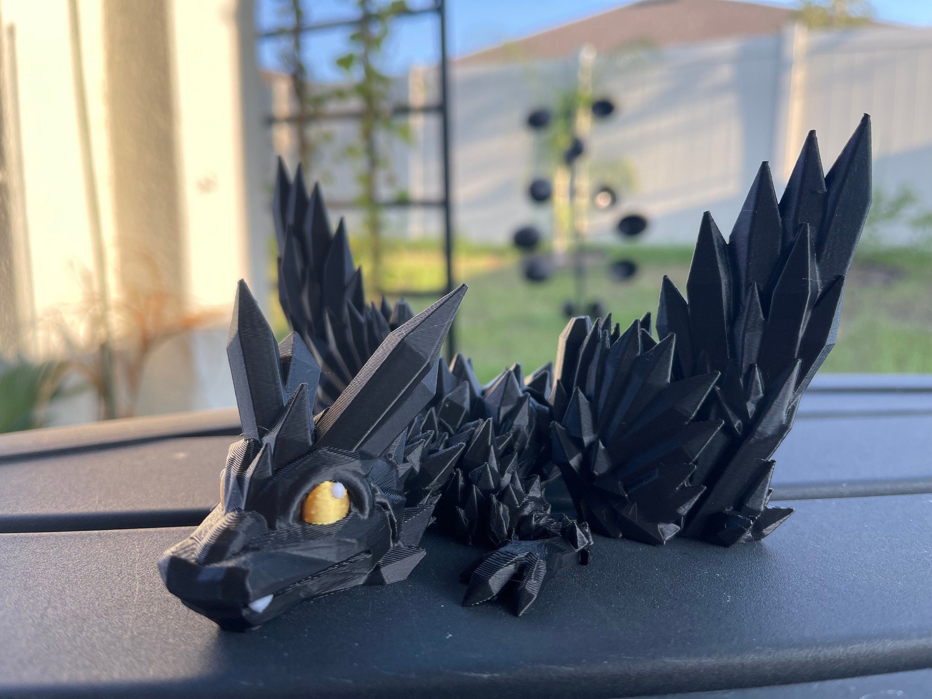 3D Print Black Articulating Dragon Black Dragon Gift Bookself Decor-Create Fantasy Crafts