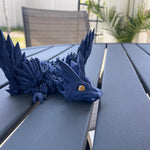 3D Print Navy Blue Articulating Dragon Blue Dragon Gift Bookshelf Décor-Create Fantasy Crafts