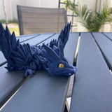 3D Print Navy Blue Articulating Dragon Blue Dragon Gift Bookshelf Décor-Create Fantasy Crafts