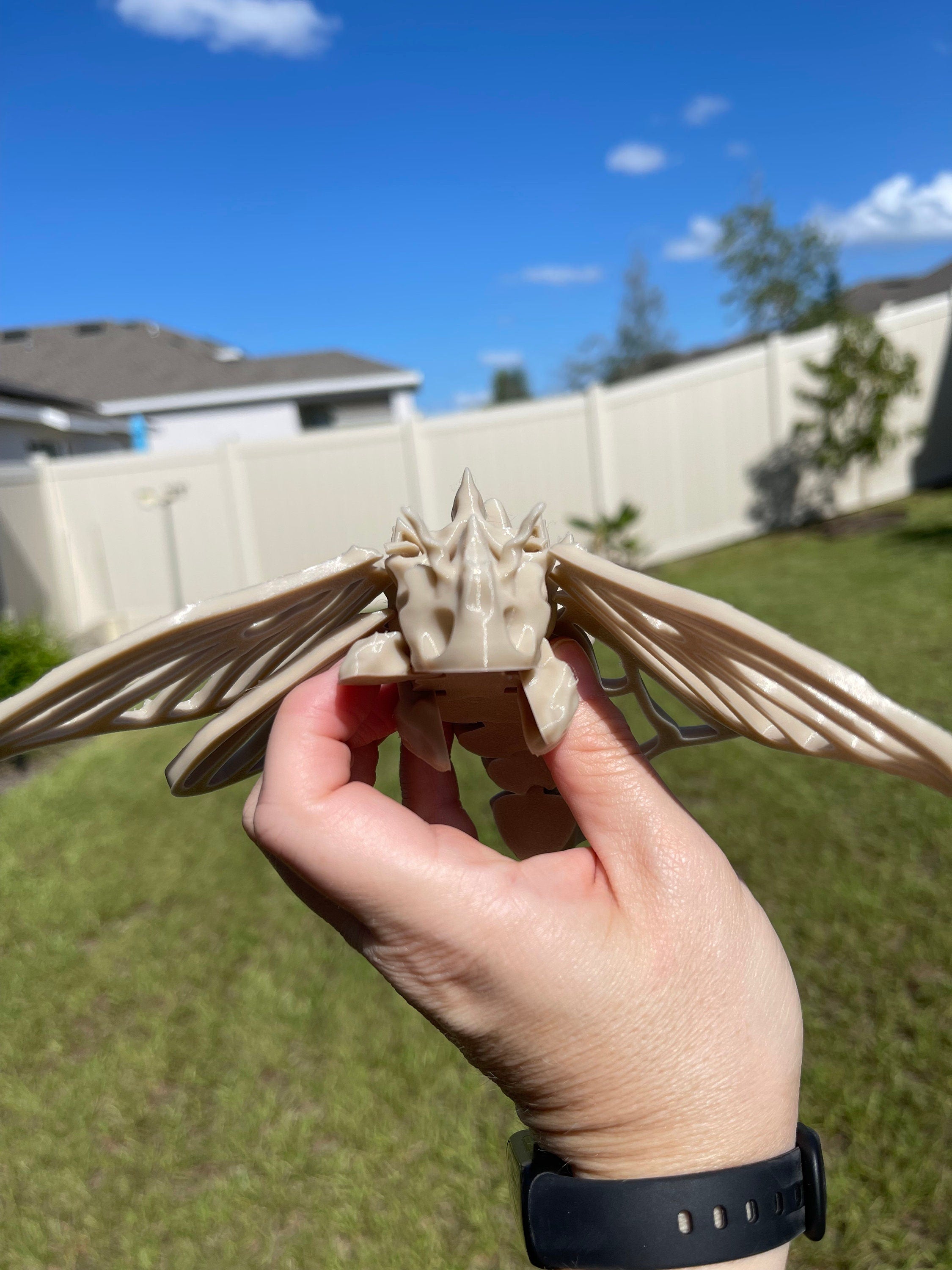 Skeleton Moth 3D Printed Customizable Color Bone Moth Halloween Gift Idea spooky desk decor-Create Fantasy Crafts