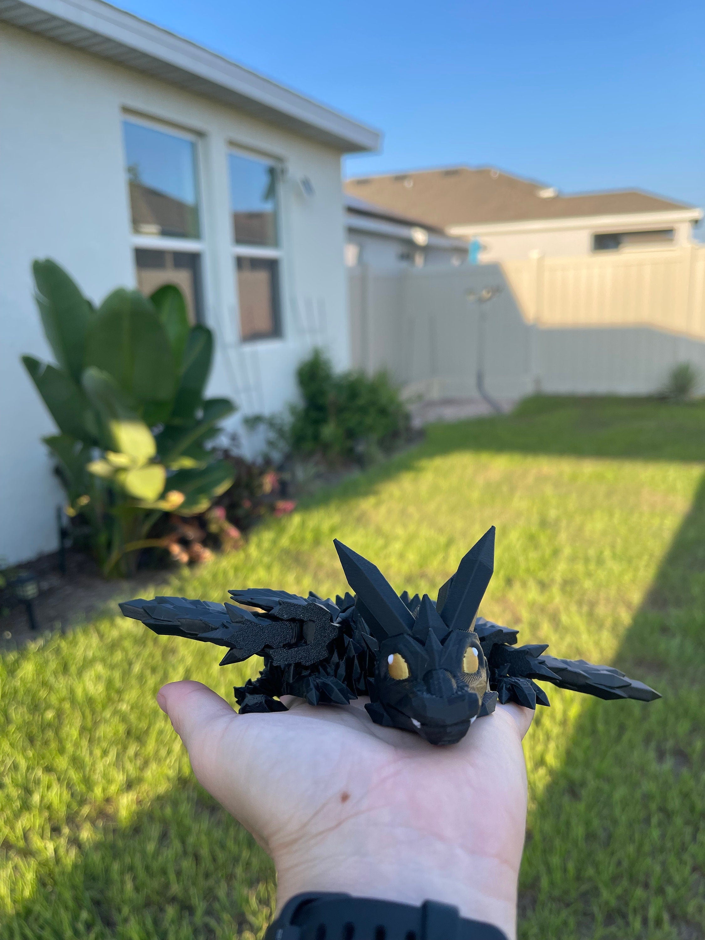 3D Print Black Articulating Dragon Black Dragon Gift Bookself Decor-Create Fantasy Crafts