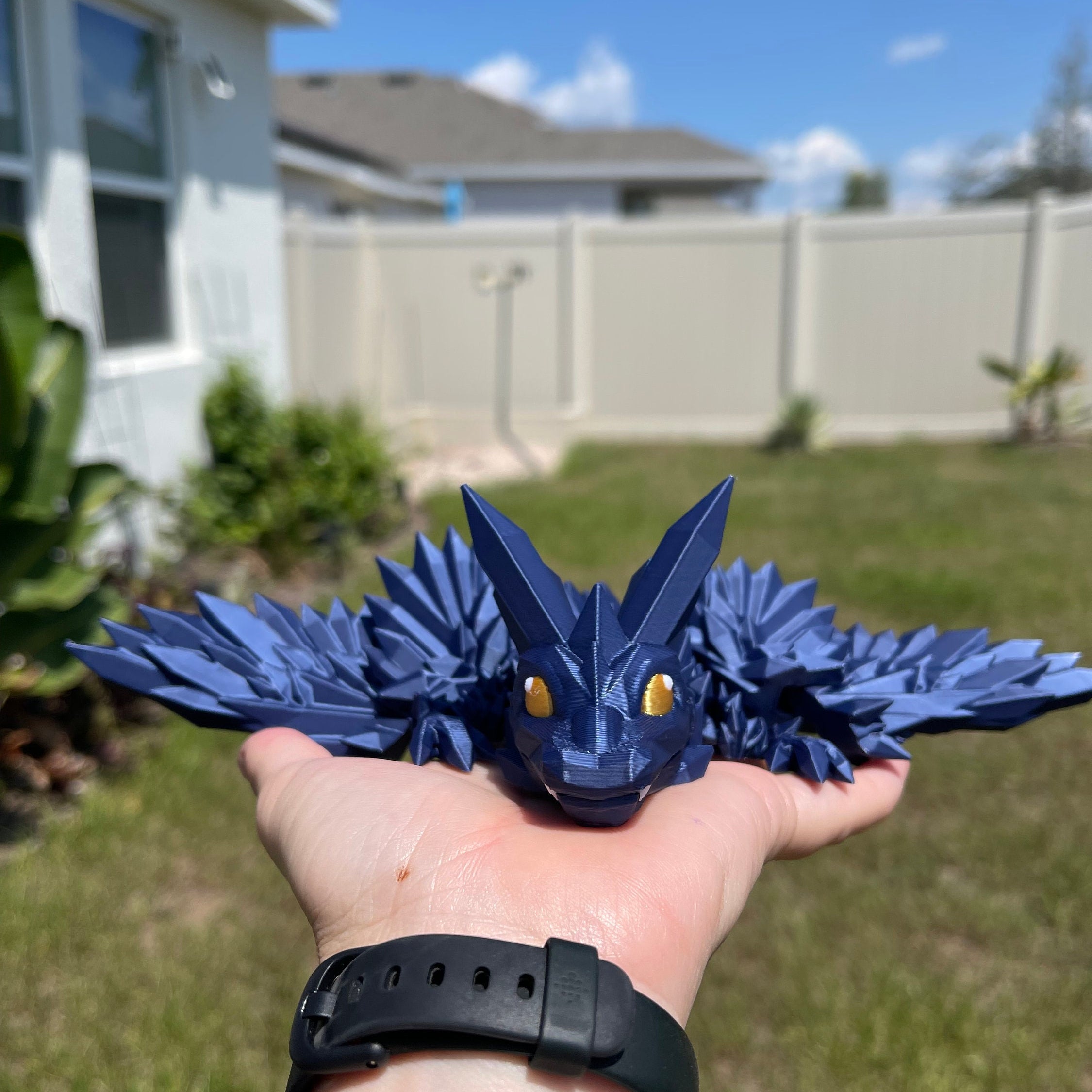3D Print Navy Blue Articulating Dragon Blue Dragon Gift Bookshelf Décor-Create Fantasy Crafts