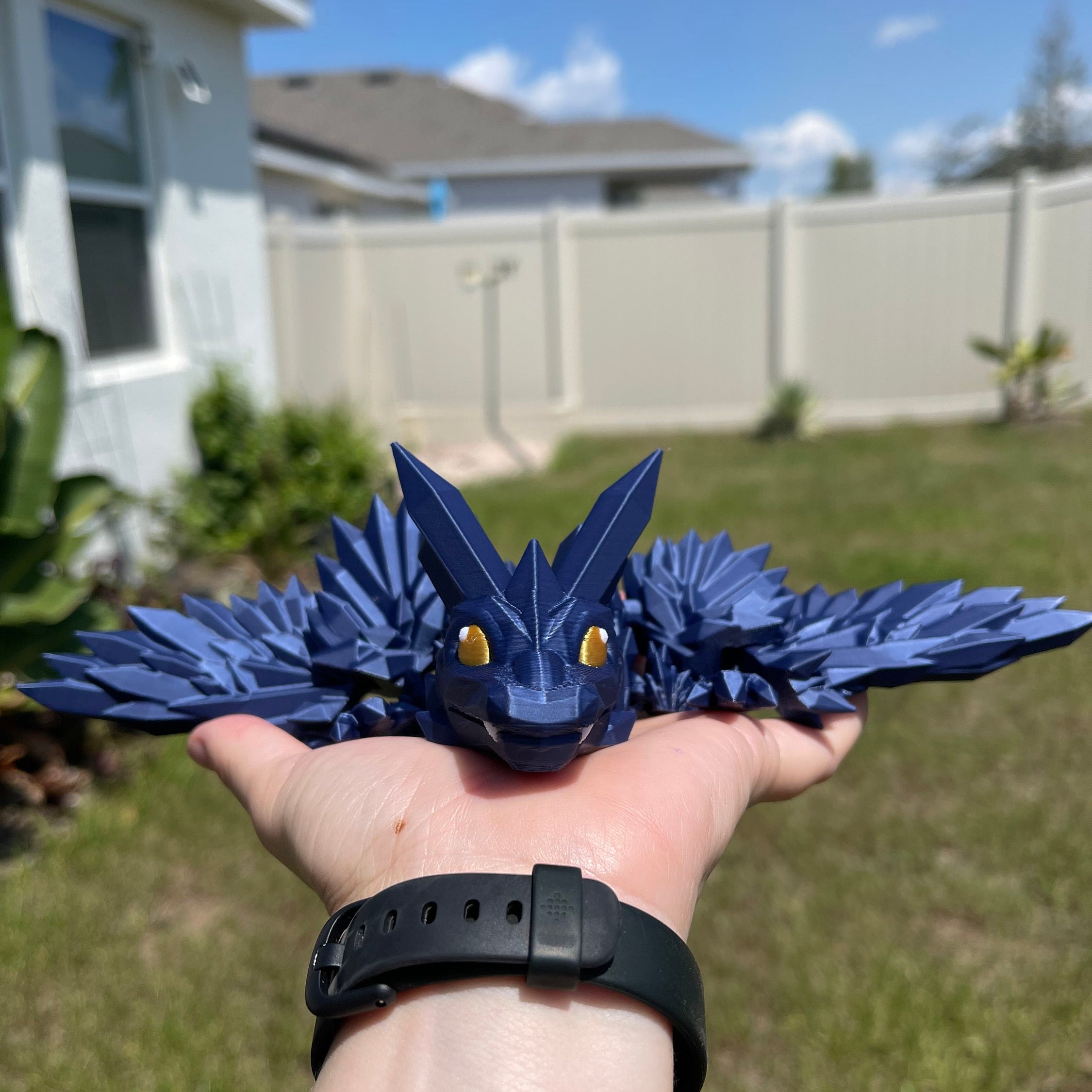 3D Print Navy Blue Articulating Dragon Blue Dragon Gift Bookshelf Décor-Create Fantasy Crafts