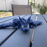 3D Print Navy Blue Articulating Dragon Blue Dragon Gift Bookshelf Décor-Create Fantasy Crafts
