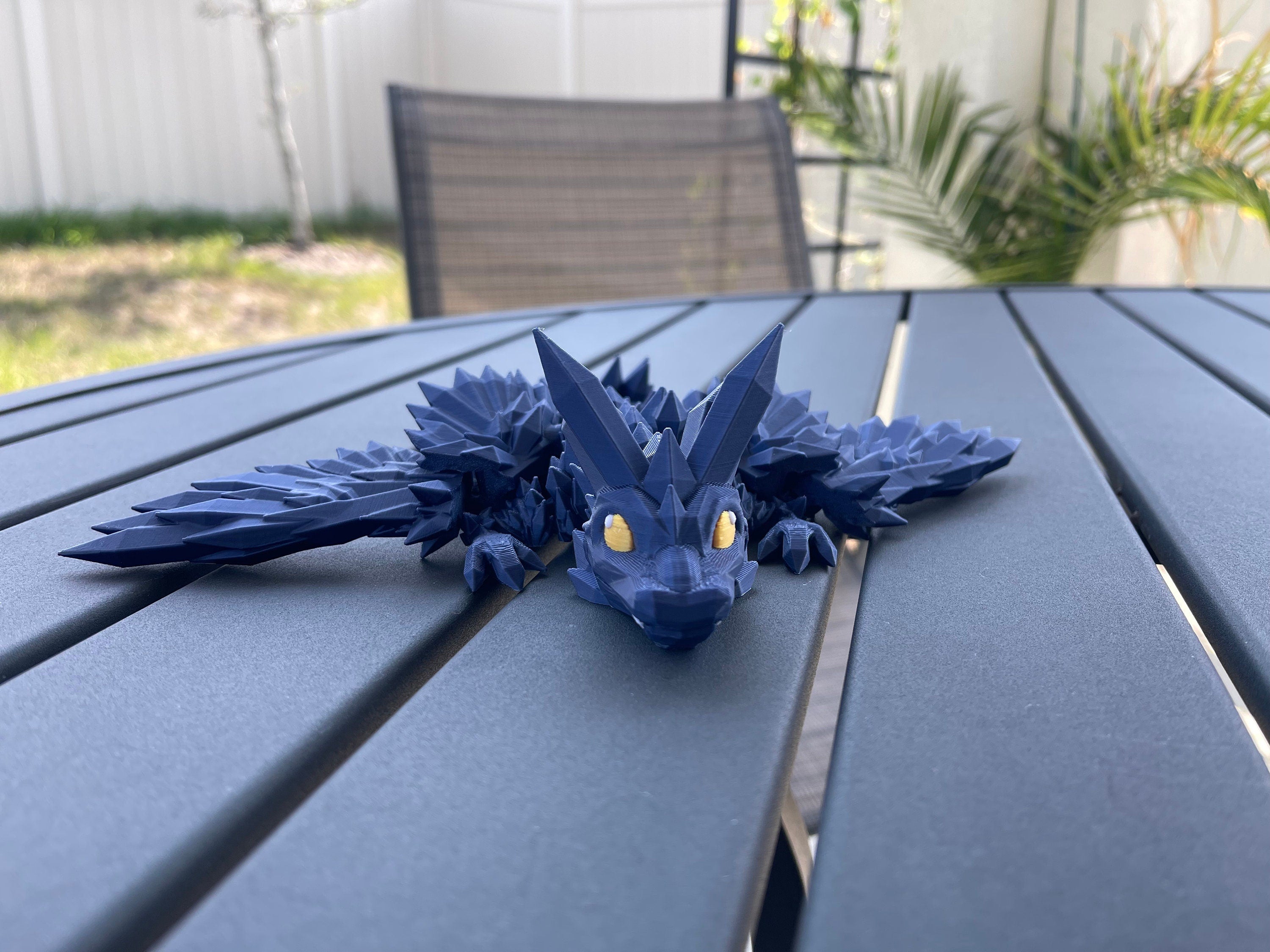3D Print Navy Blue Articulating Dragon Blue Dragon Gift Bookshelf Décor-Create Fantasy Crafts