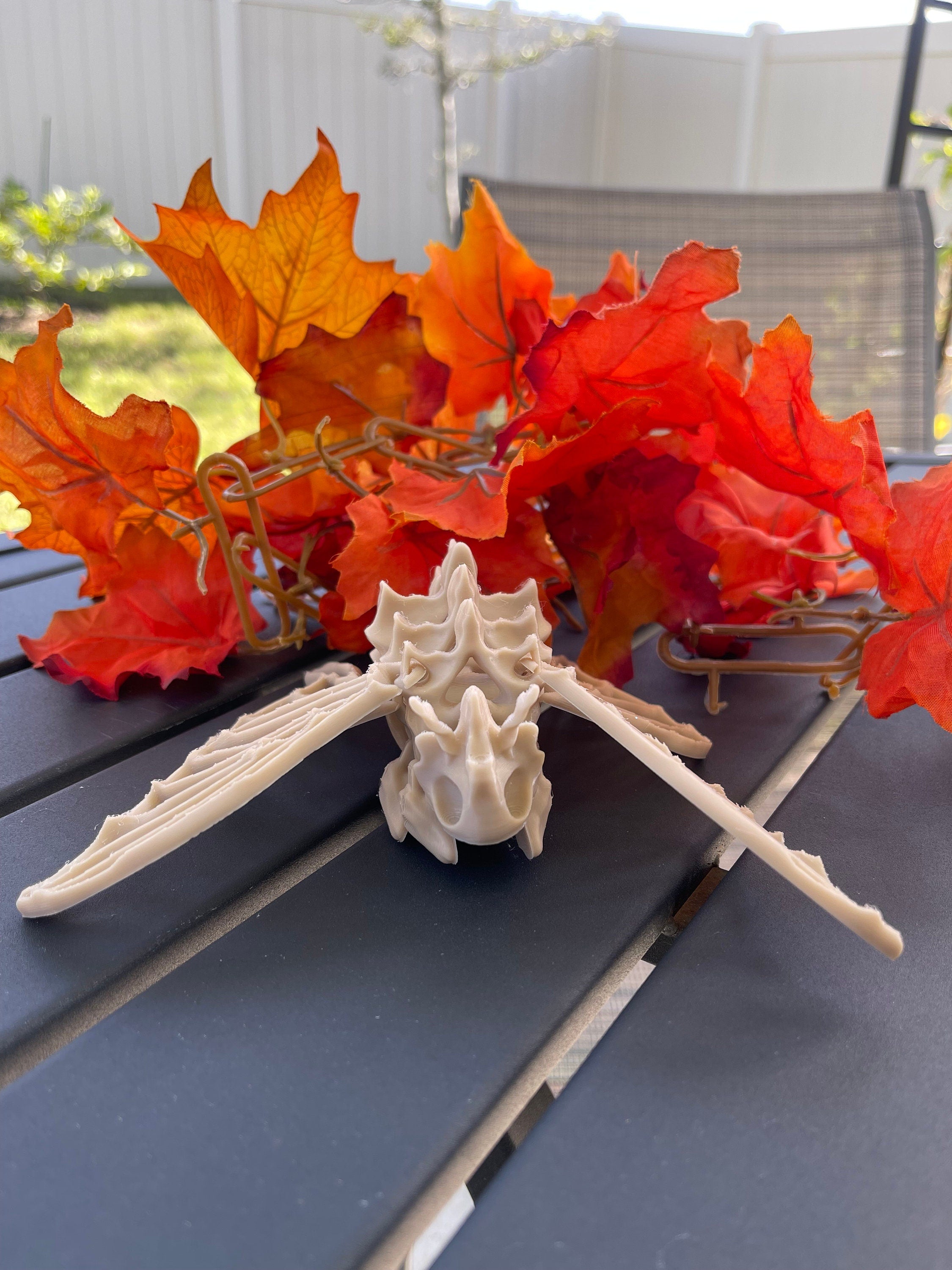 Skeleton Moth 3D Printed Customizable Color Bone Moth Halloween Gift Idea spooky desk decor-Create Fantasy Crafts