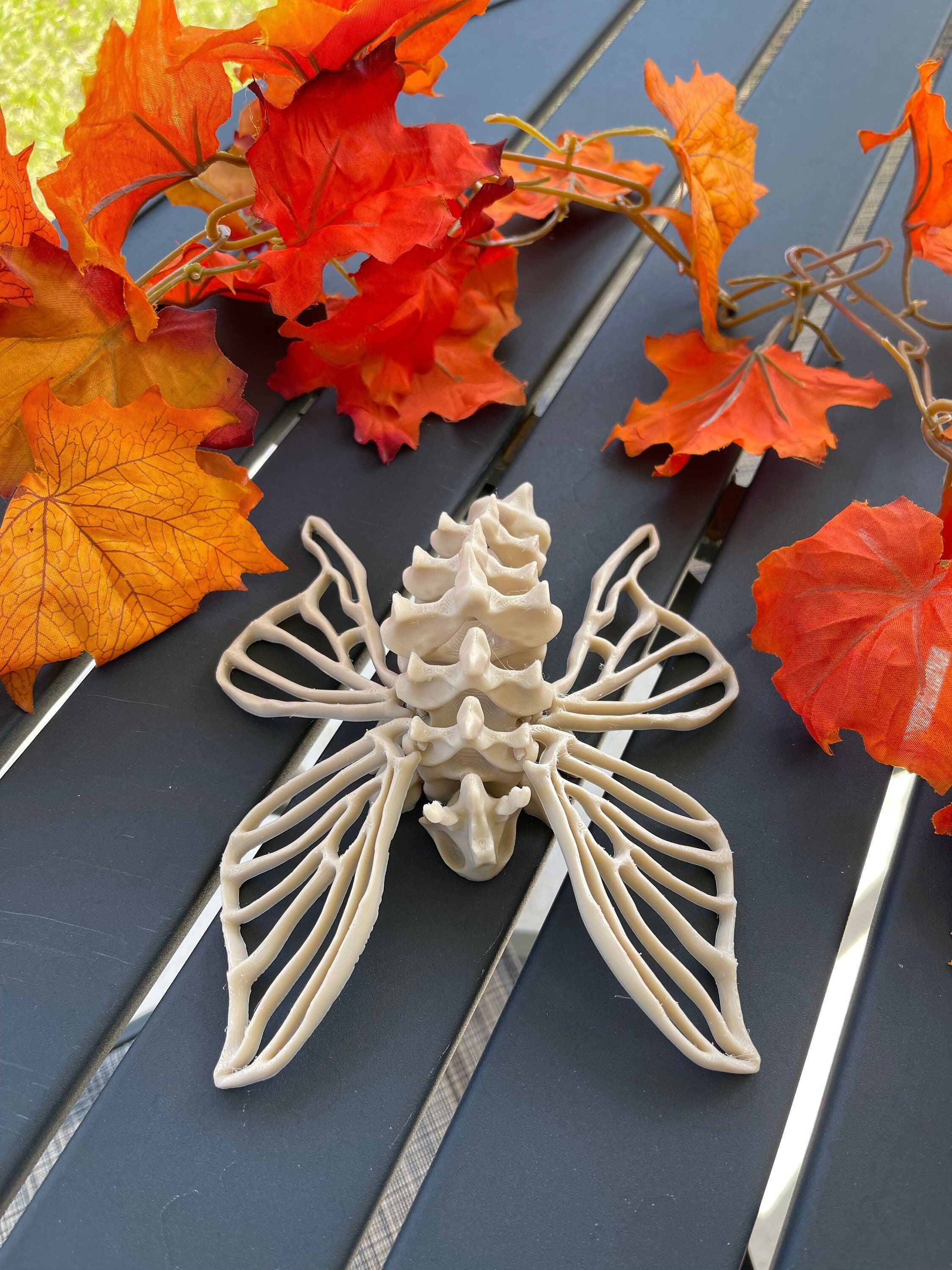 Skeleton Moth 3D Printed Customizable Color Bone Moth Halloween Gift Idea spooky desk decor-Create Fantasy Crafts