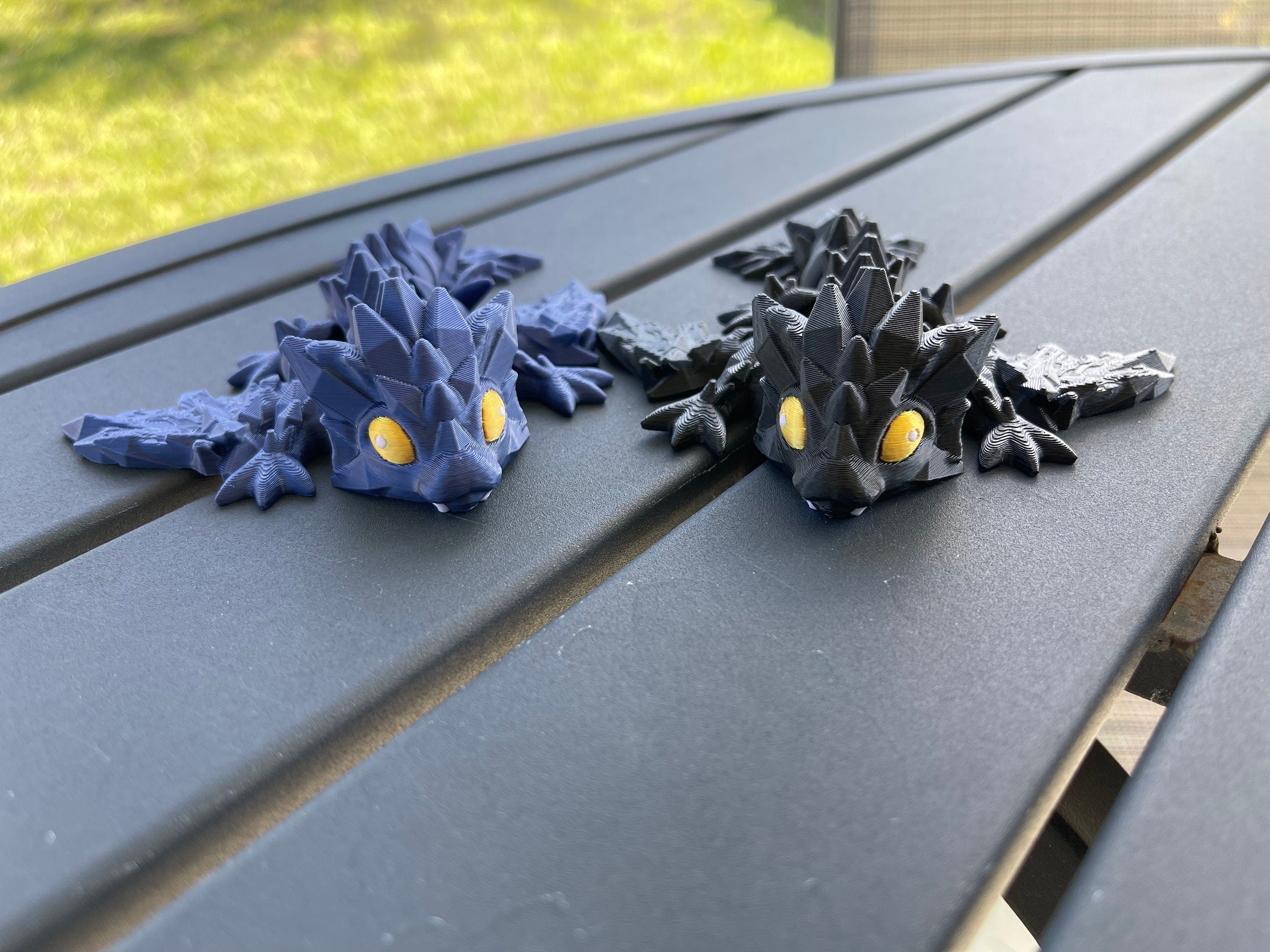 3D Print Small Black or Blue Articulating Crystal Wing Dragon-Create Fantasy Crafts