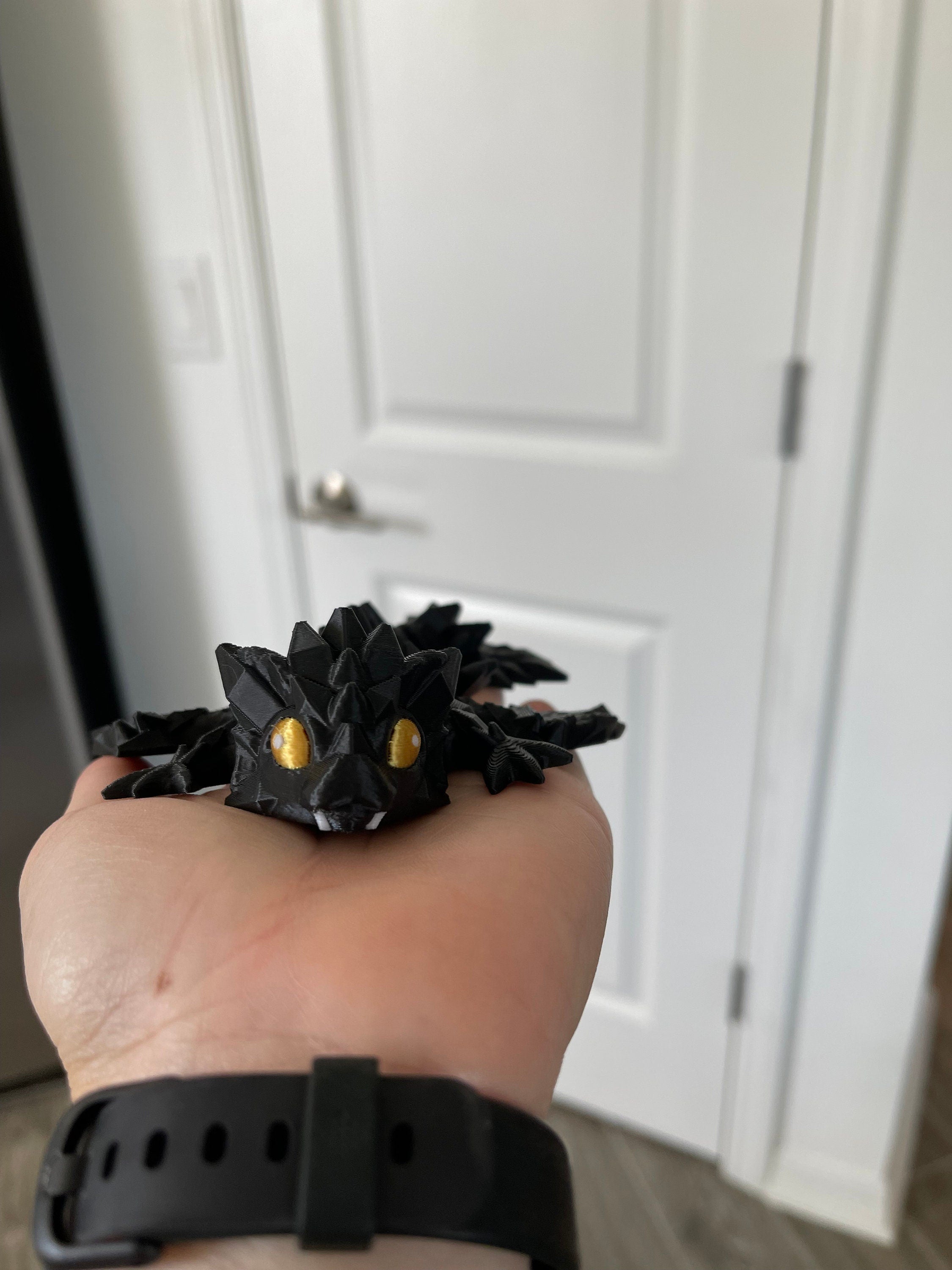 3D Print Small Black or Blue Articulating Crystal Wing Dragon-Create Fantasy Crafts