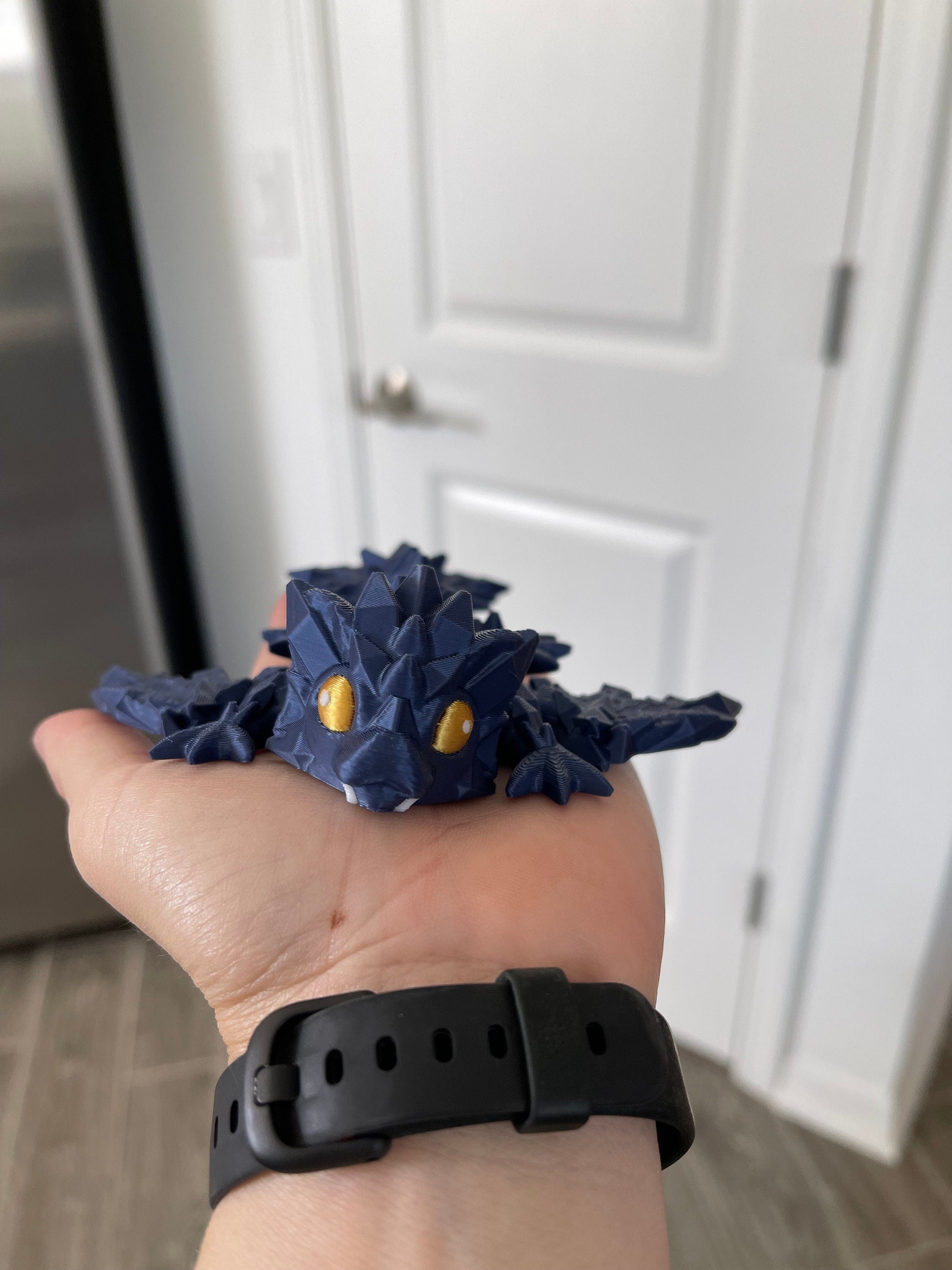 3D Print Small Black or Blue Articulating Crystal Wing Dragon-Create Fantasy Crafts