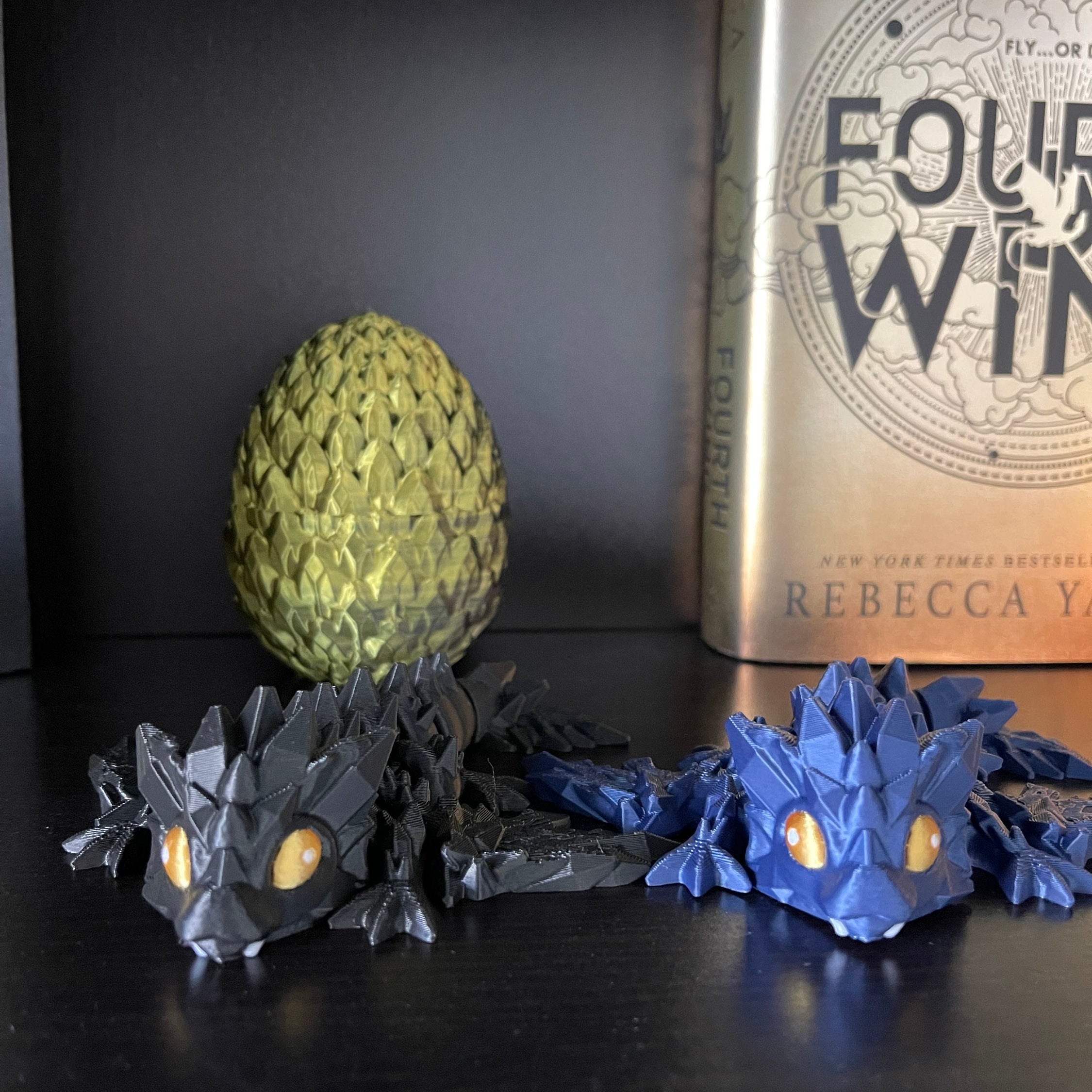 3D Print Small Black or Blue Articulating Crystal Wing Dragon-Create Fantasy Crafts