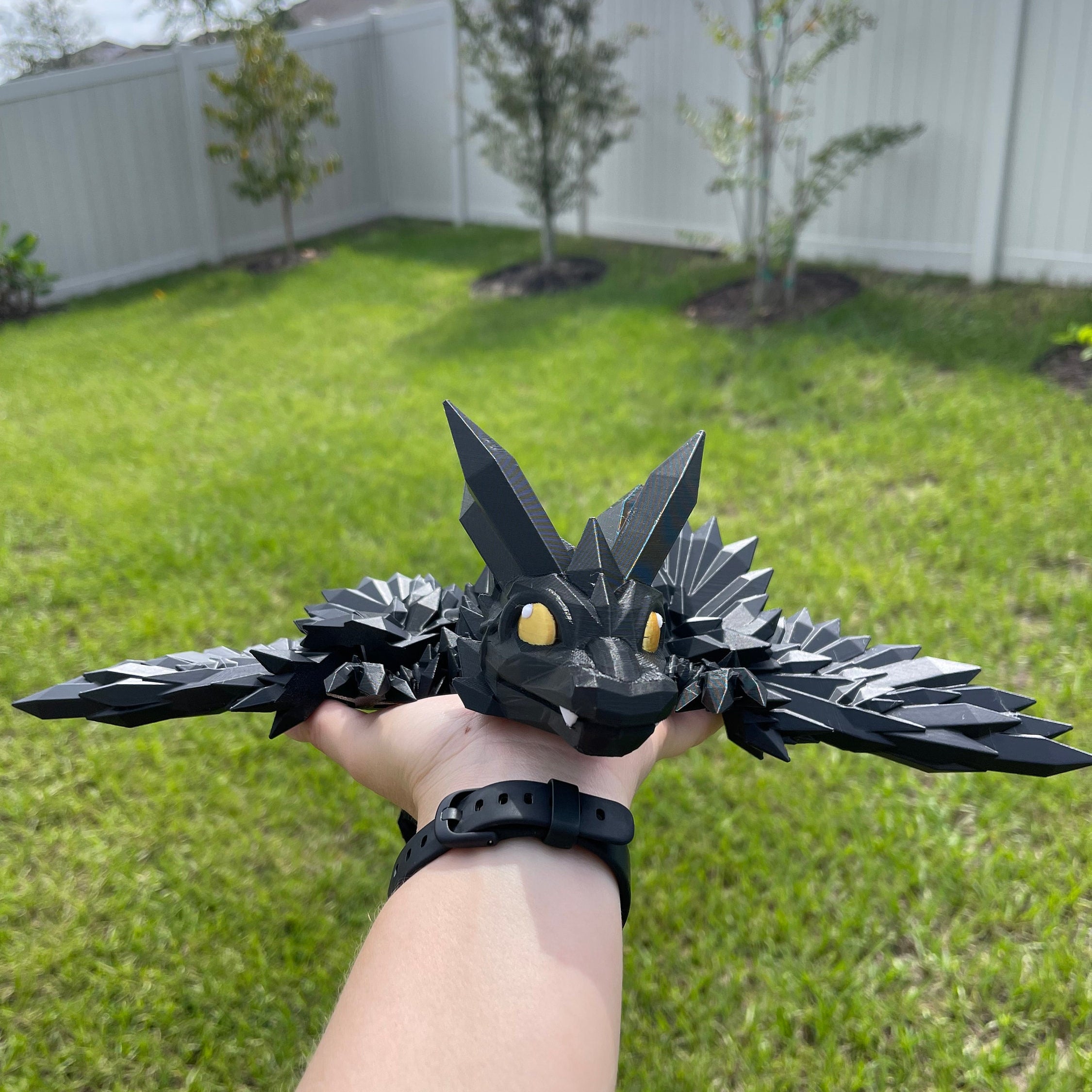 Extra Large Black Dragon 3D Printed Articulating Dragon-Create Fantasy Crafts