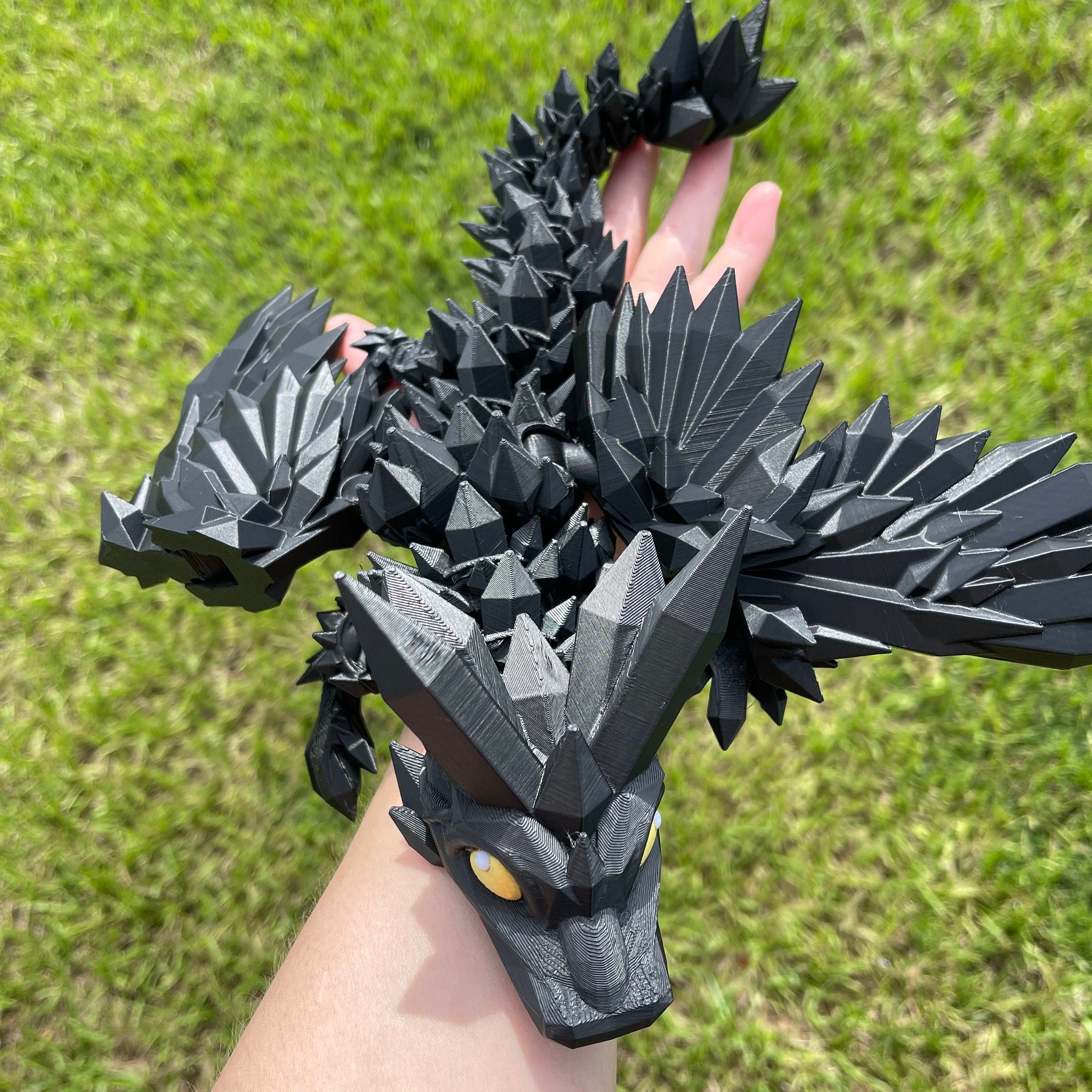 Extra Large Black Dragon 3D Printed Articulating Dragon-Create Fantasy Crafts
