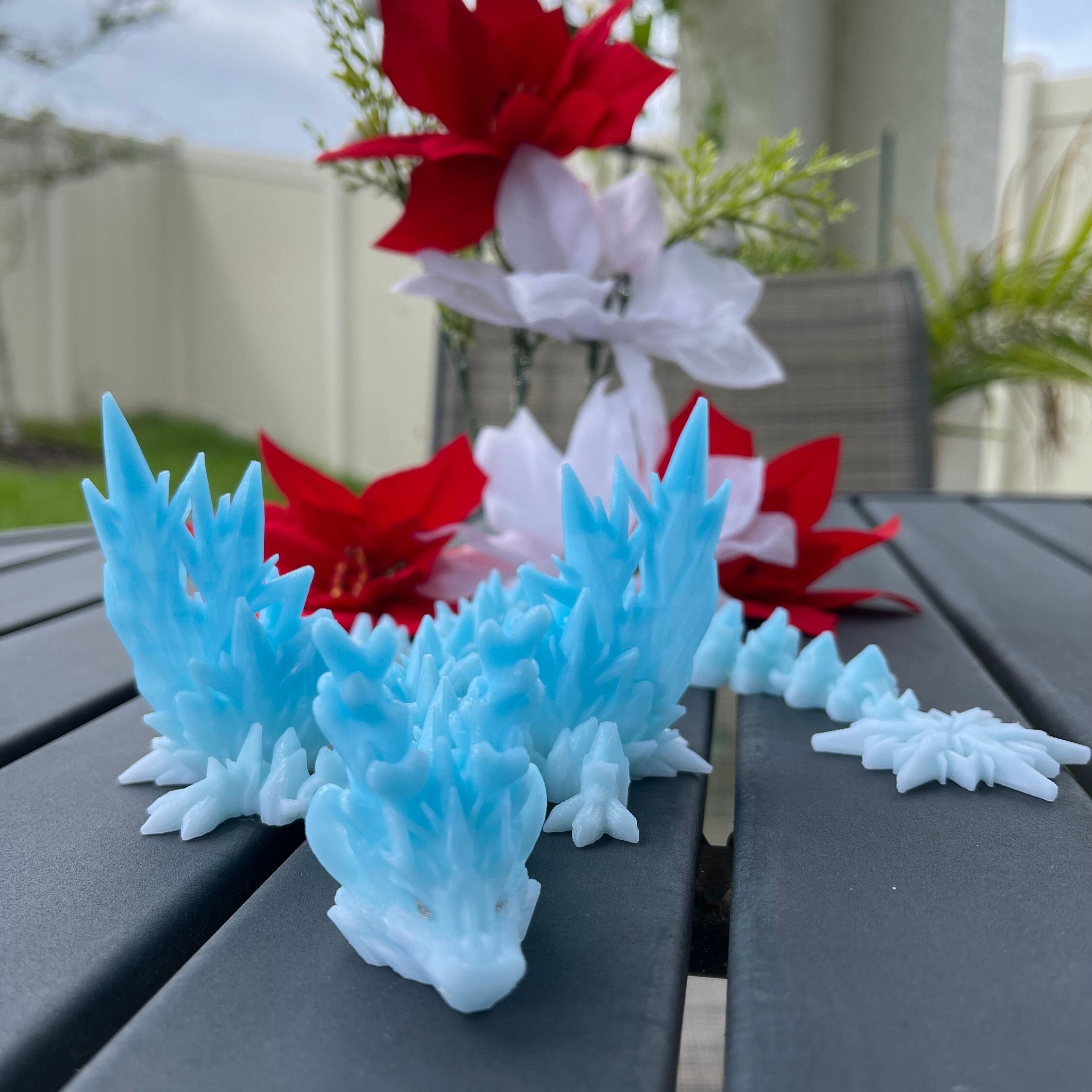 Winter Dragon Articulating 3D Print Ice Dragon Gift Toy Decor-Create Fantasy Crafts