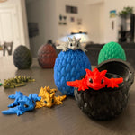 3D Print Small Dragon Egg with Tiny Articulating Dragon You Choose Color Dragon and Egg Customizable Great Gift-Create Fantasy Crafts