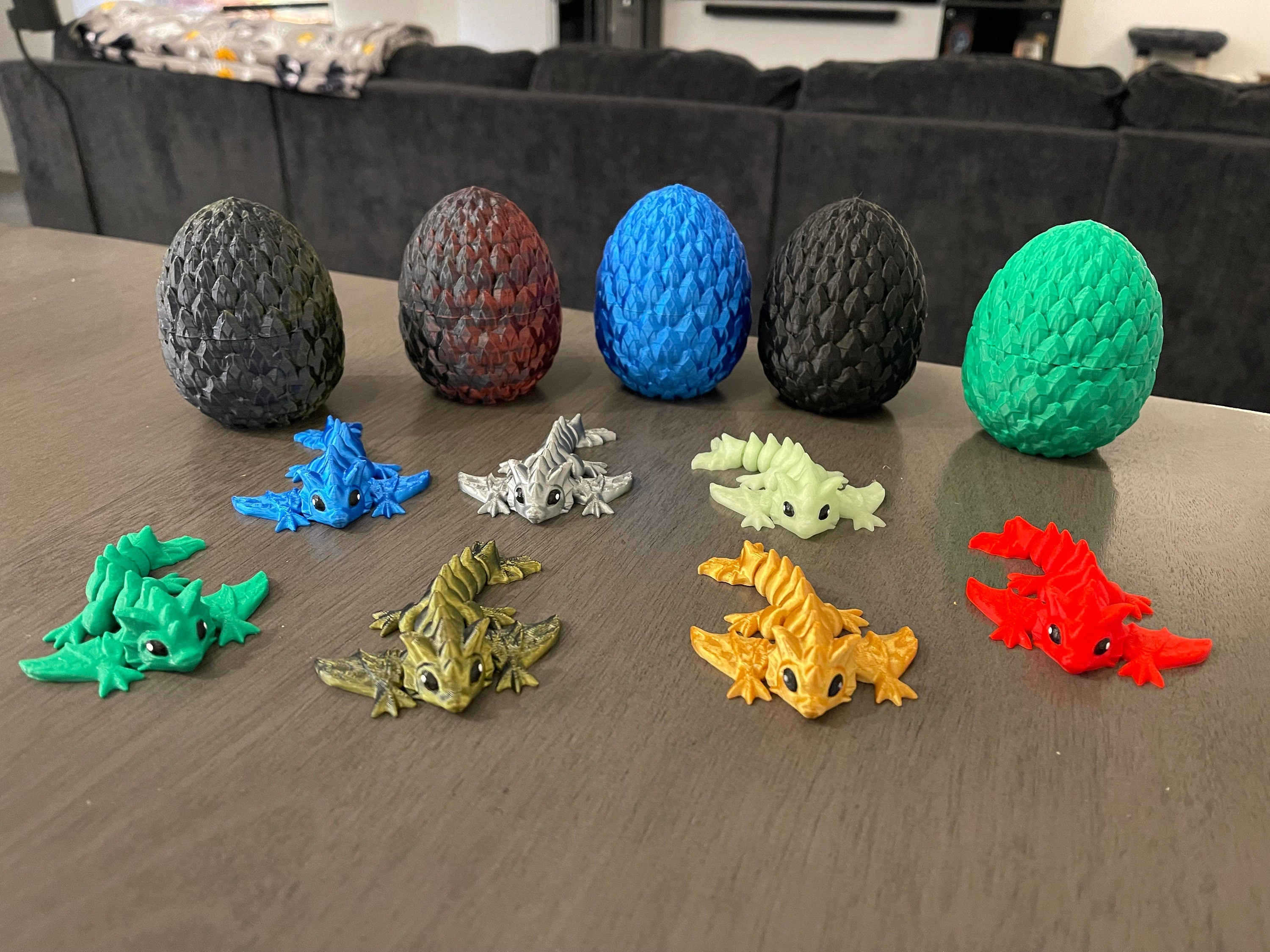 3D Print Small Dragon Egg with Tiny Articulating Dragon You Choose Color Dragon and Egg Customizable Great Gift-Create Fantasy Crafts