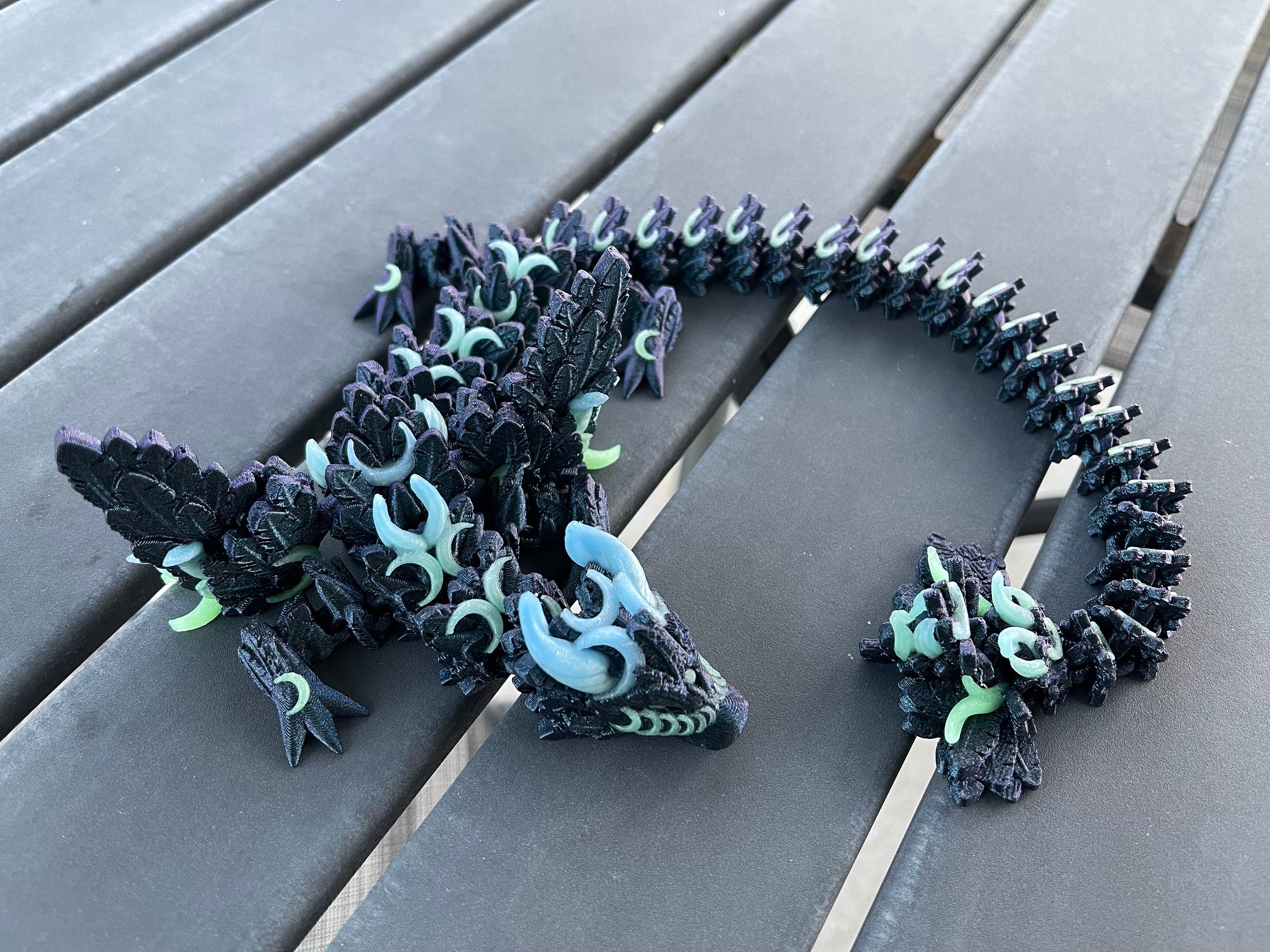 3D Print Lunar Dragon Articulating Color Changing Glow In the Dark Accents-Create Fantasy Crafts