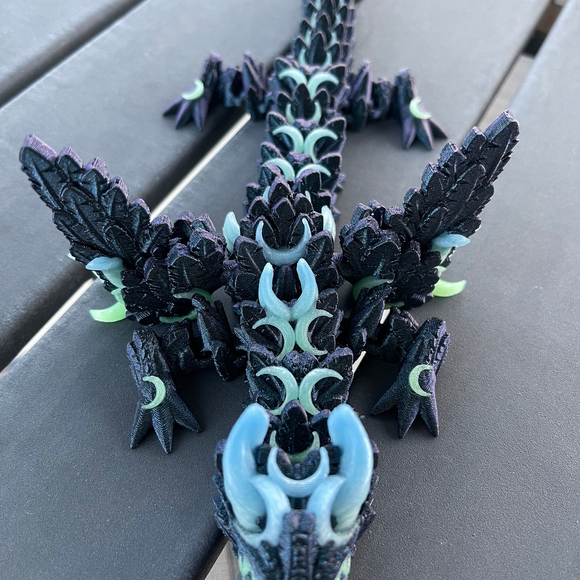 3D Print Lunar Dragon Articulating Color Changing Glow In the Dark Accents-Create Fantasy Crafts