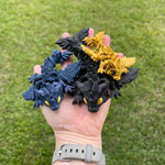 Mini Black, Blue and Gold Combo Set 3D Print Articulating Dragons Bookshelf Decor-Create Fantasy Crafts
