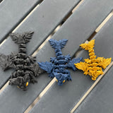 Mini Black, Blue and Gold Combo Set 3D Print Articulating Dragons Bookshelf Decor-Create Fantasy Crafts