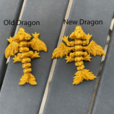 Mini Black, Blue and Gold Combo Set 3D Print Articulating Dragons Bookshelf Decor-Create Fantasy Crafts