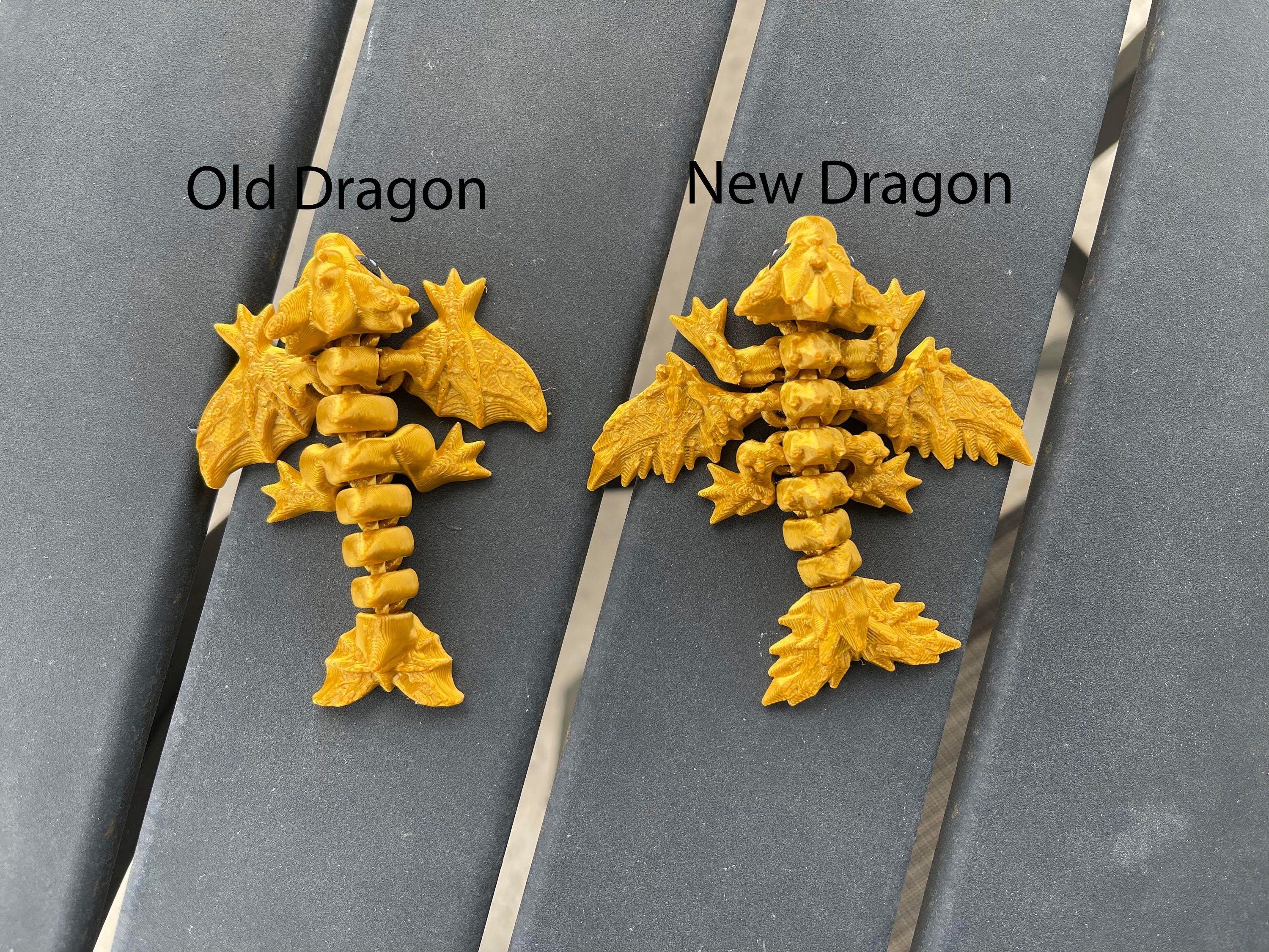 Mini Black, Blue and Gold Combo Set 3D Print Articulating Dragons Bookshelf Decor-Create Fantasy Crafts