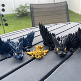 Black, Blue, and Gold Dragon Combo Set Large or Extra Large 3D Print Articulating Dragons-Create Fantasy Crafts