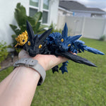 Black, Blue, and Gold Dragon Combo Set Large or Extra Large 3D Print Articulating Dragons-Create Fantasy Crafts