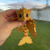 3D Print Baby Gold Articulating Dragon Gold Dragon Gift Bookself Decor-Create Fantasy Crafts