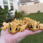 3D Print Baby Gold Articulating Dragon Gold Dragon Gift Bookself Decor-Create Fantasy Crafts