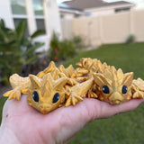 3D Print Baby Gold Articulating Dragon Gold Dragon Gift Bookself Decor-Create Fantasy Crafts