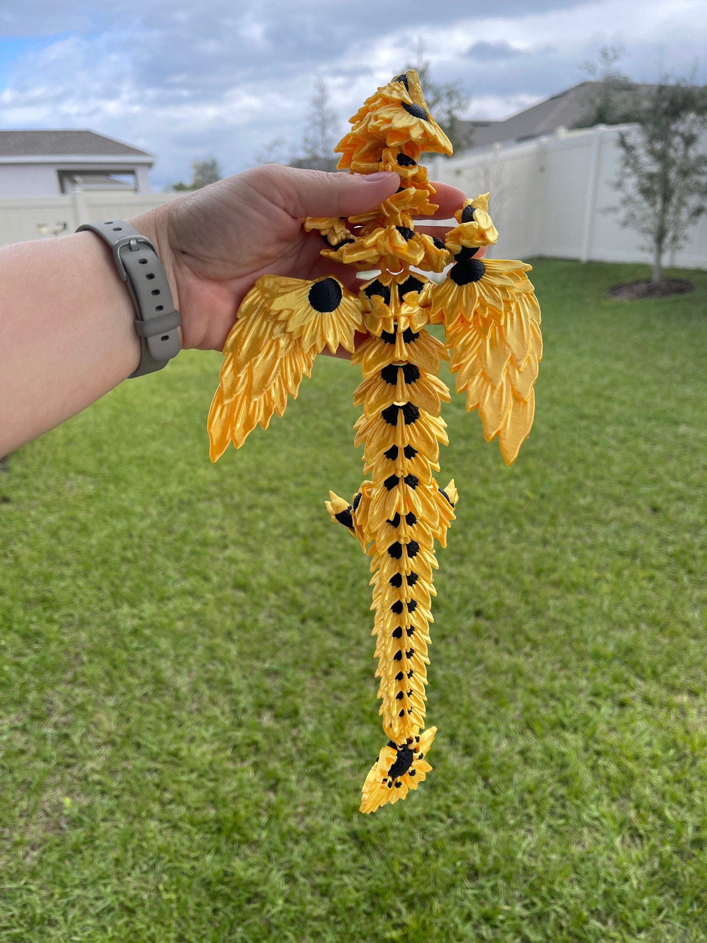Sunflower Dragon Articulating 3D Print Gift Toy Decor-Create Fantasy Crafts